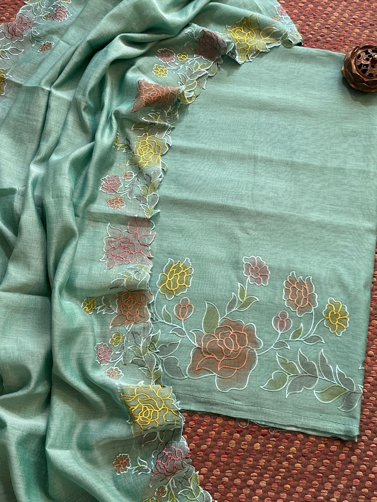 Mal Chanderi Embroidered Unstitched Set