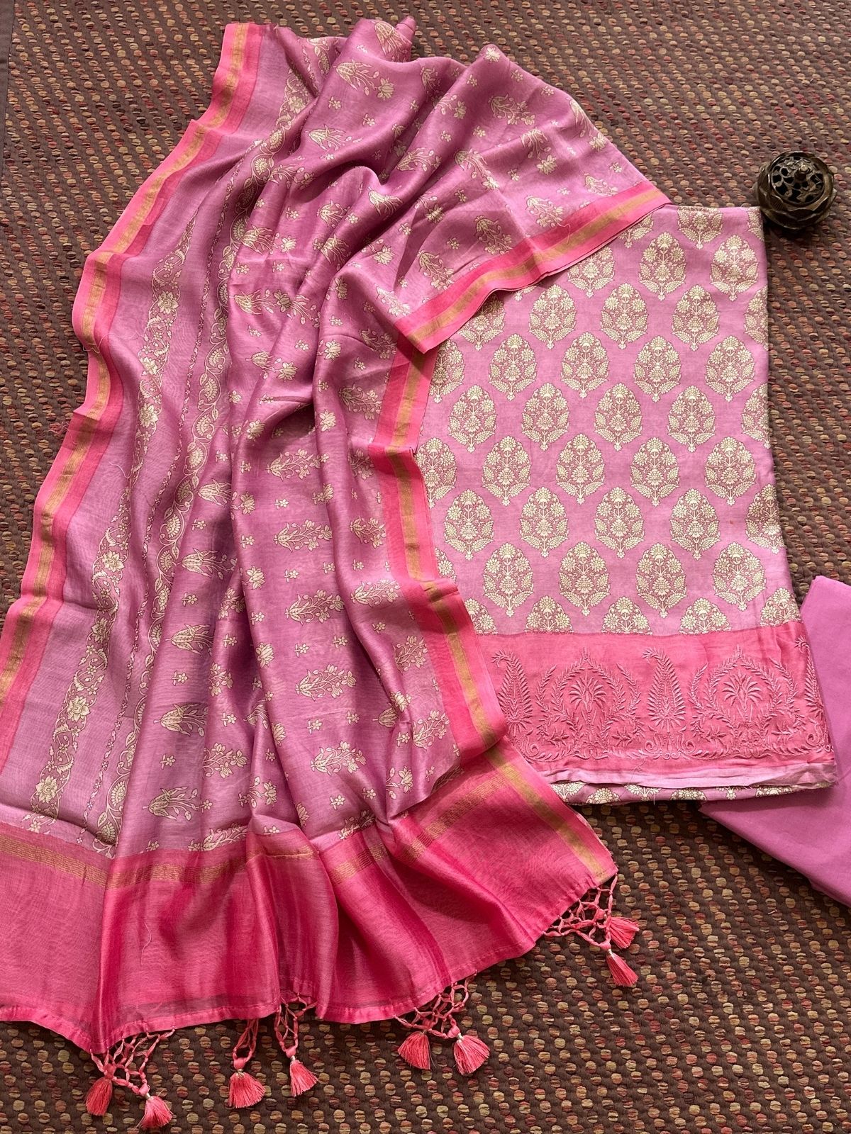 Premium Maheshwari Silk Unstitched Set