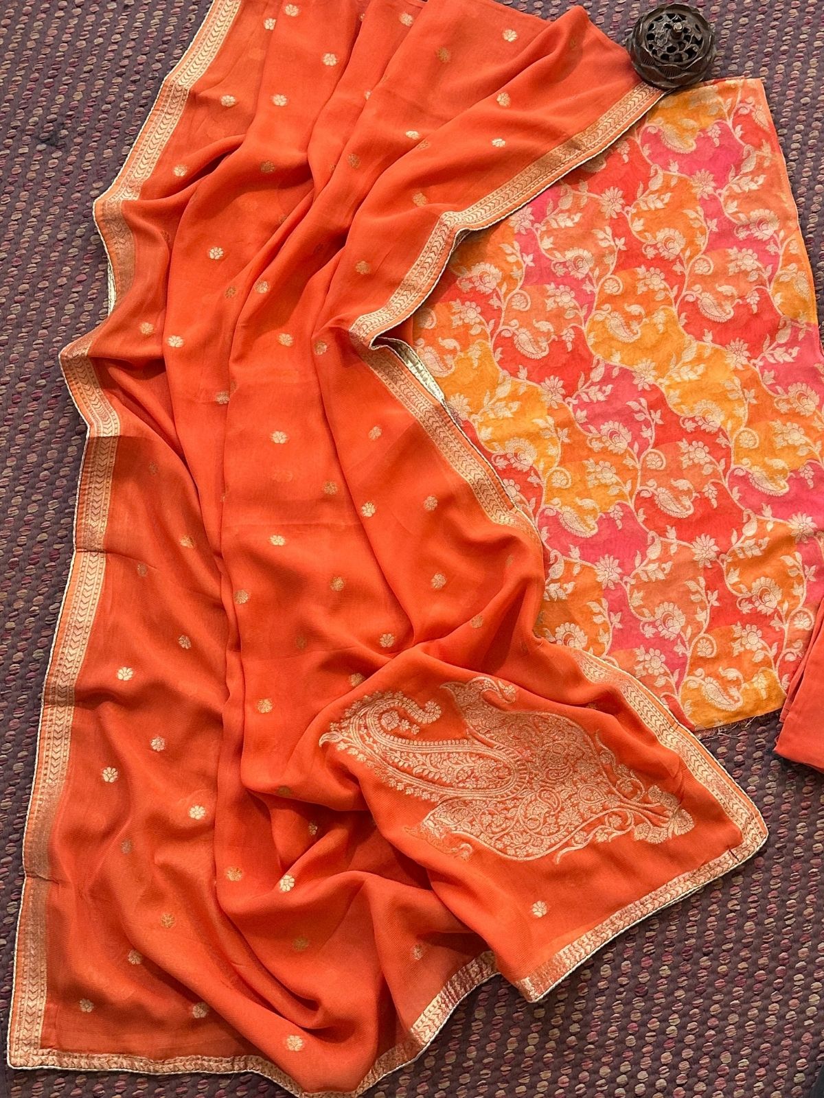 Premium Georgette Benarsi  Weave Unstitched Set