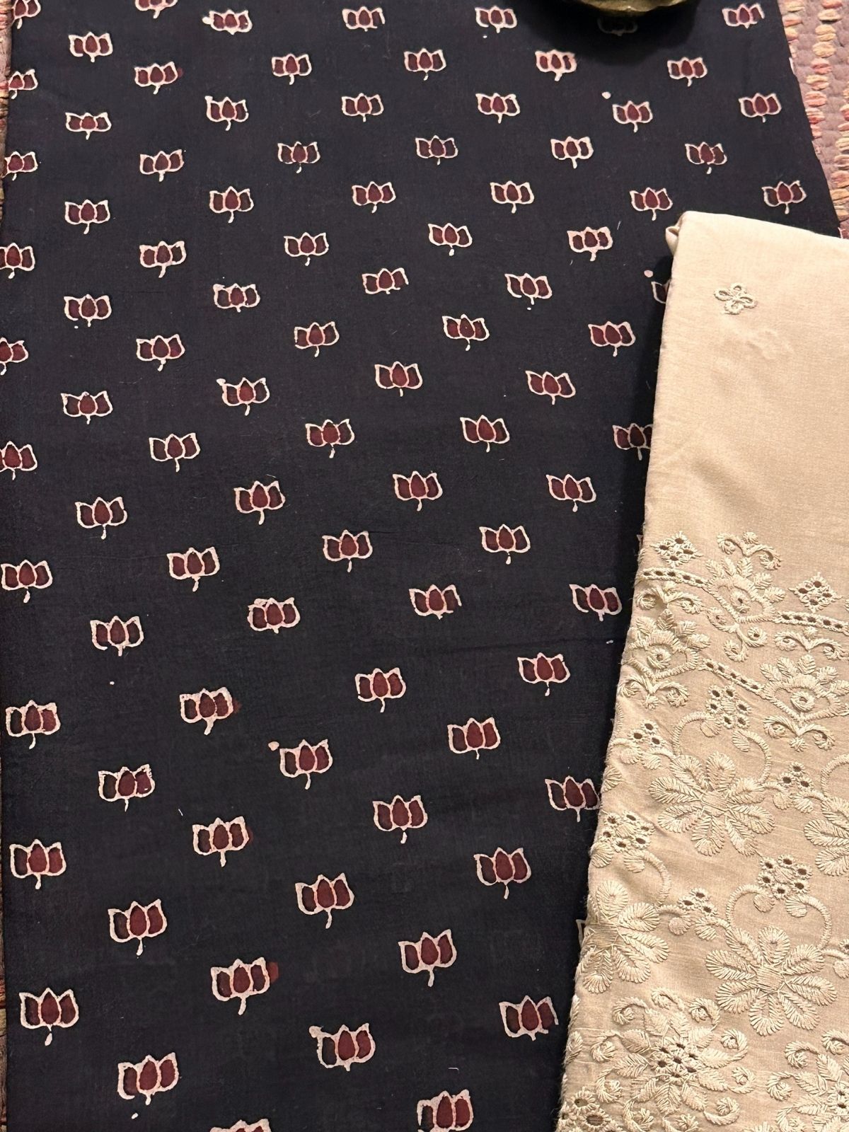 Ajrak Cotton Malmal Unstitched Set