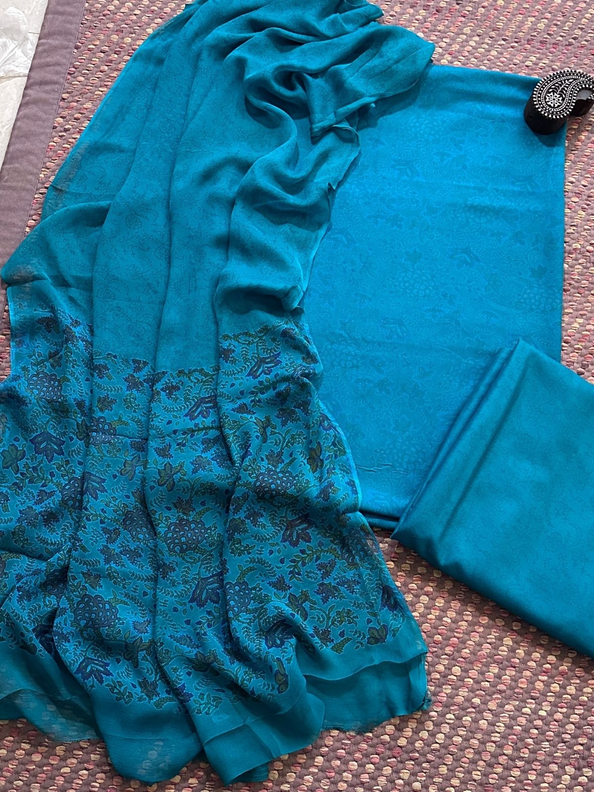 Spun Block Printed Unstitched Set