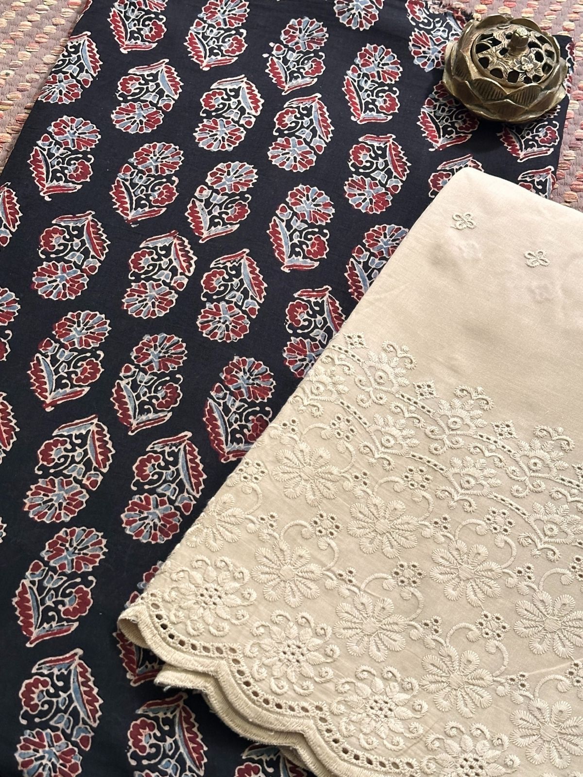 Ajrak Cotton Malmal Unstitched Set