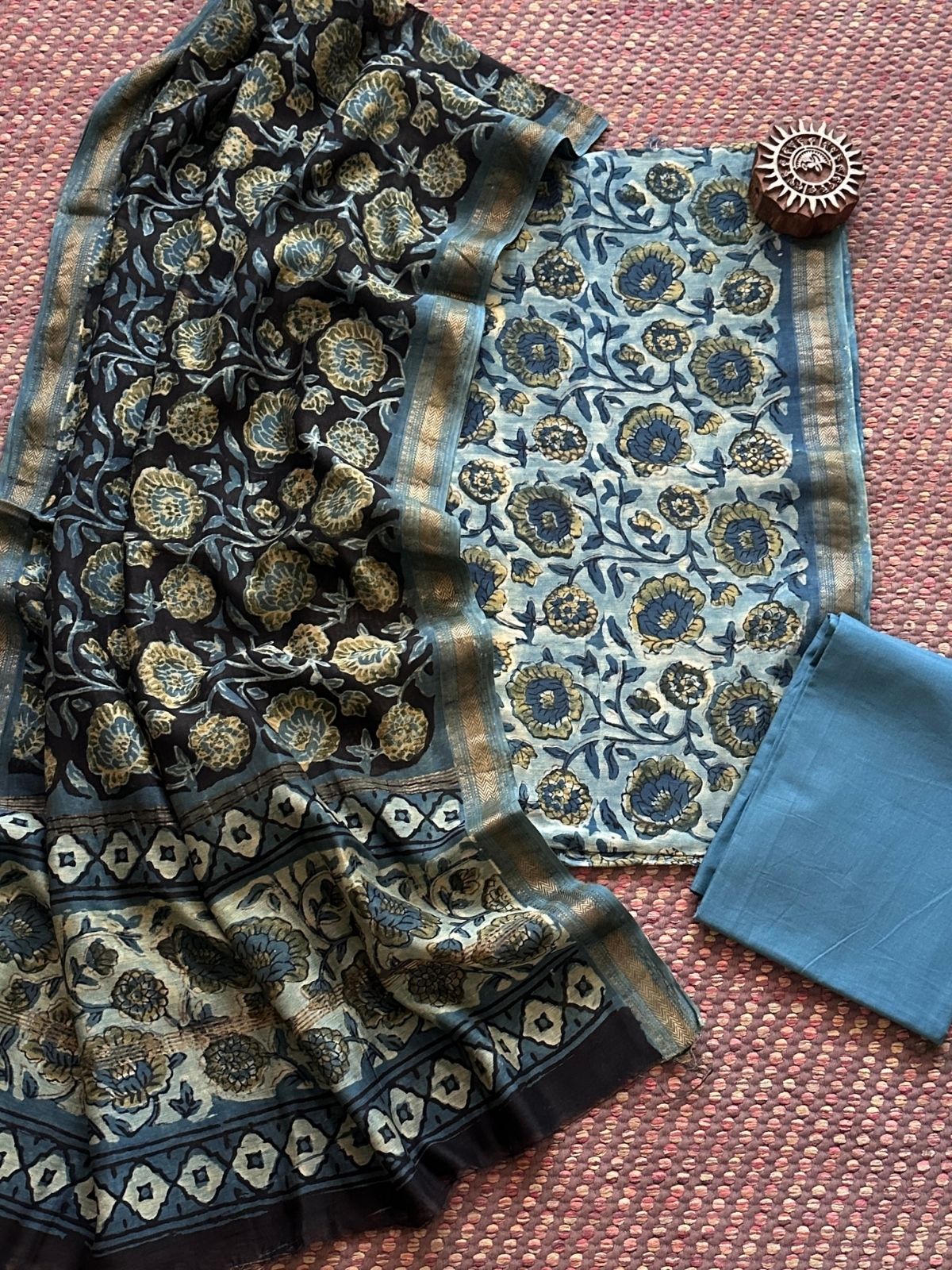 Vegetable Dyed Maheshwari Silk Unstitched Set