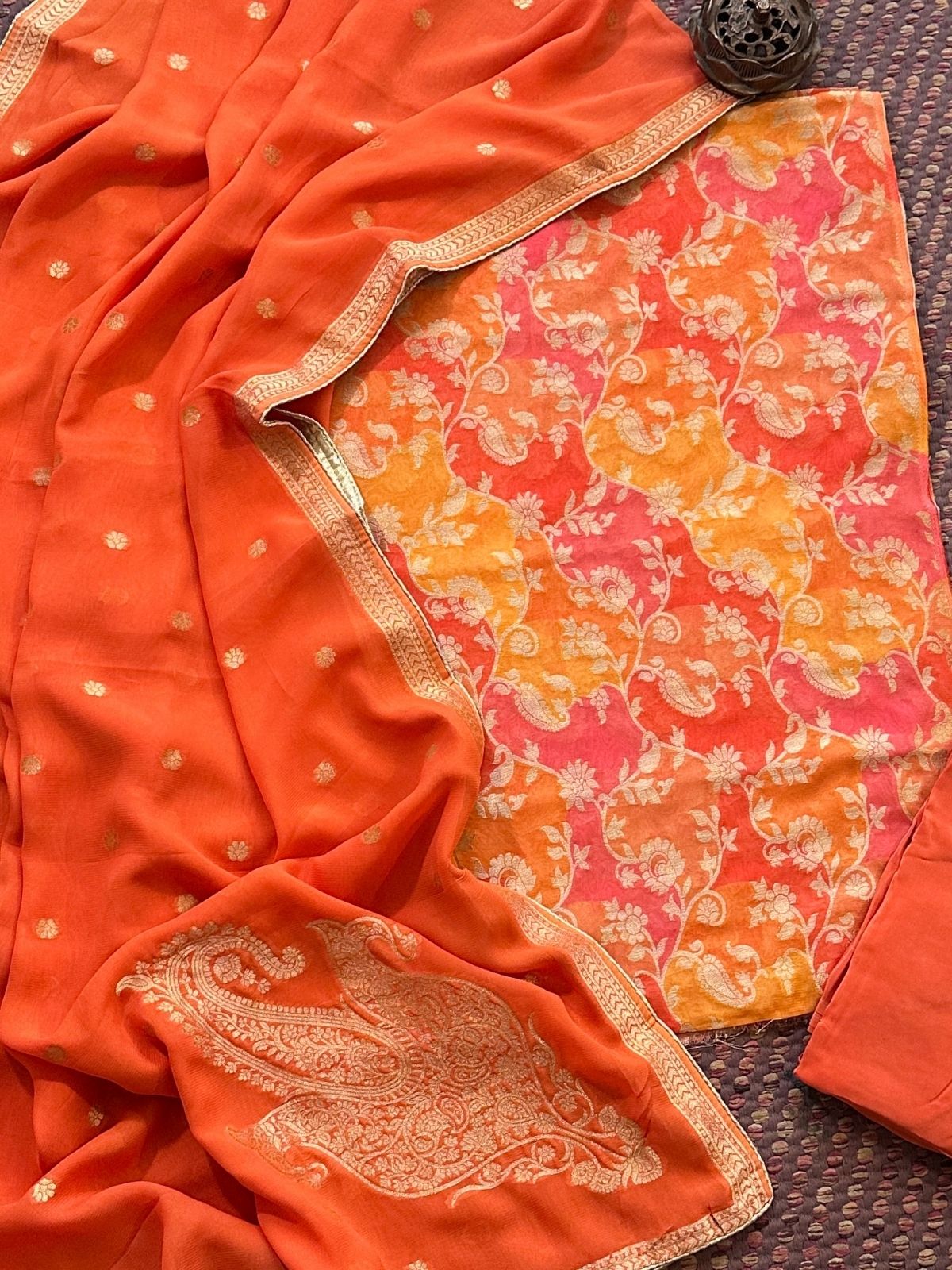 Premium Georgette Benarsi  Weave Unstitched Set