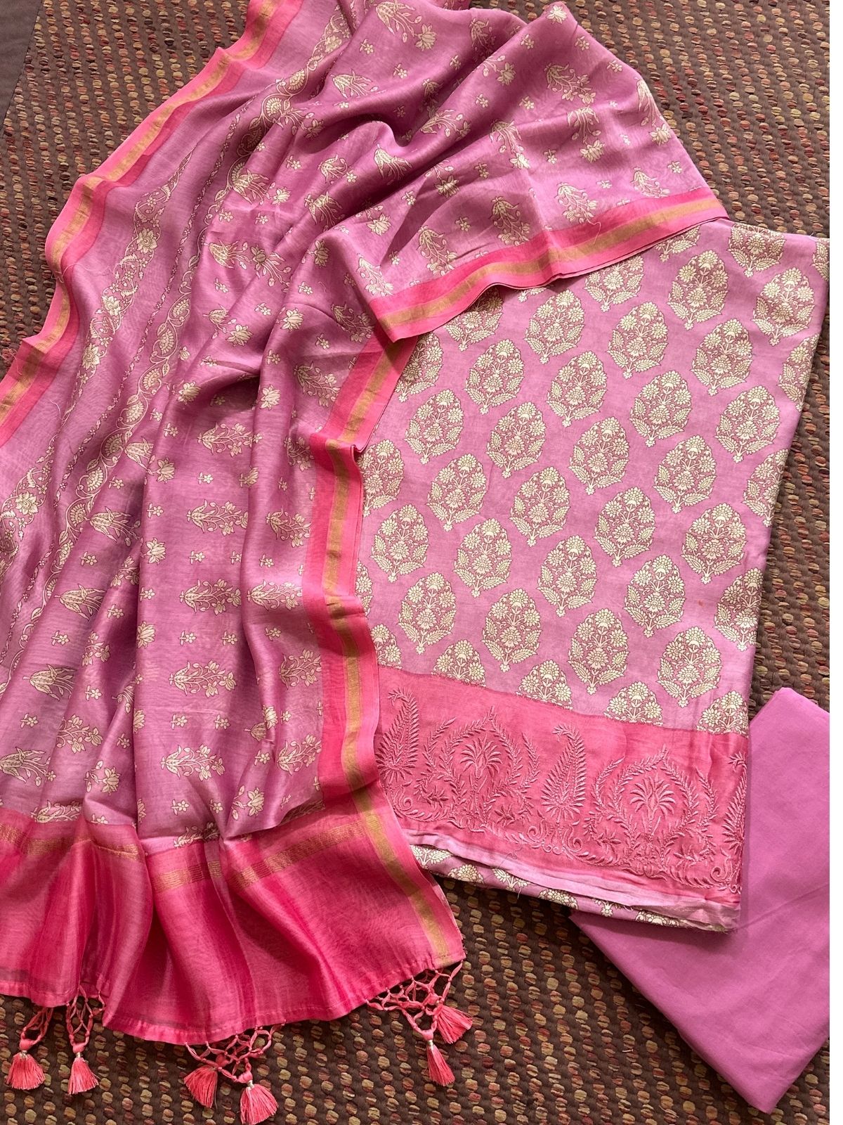 Premium Maheshwari Silk Unstitched Set