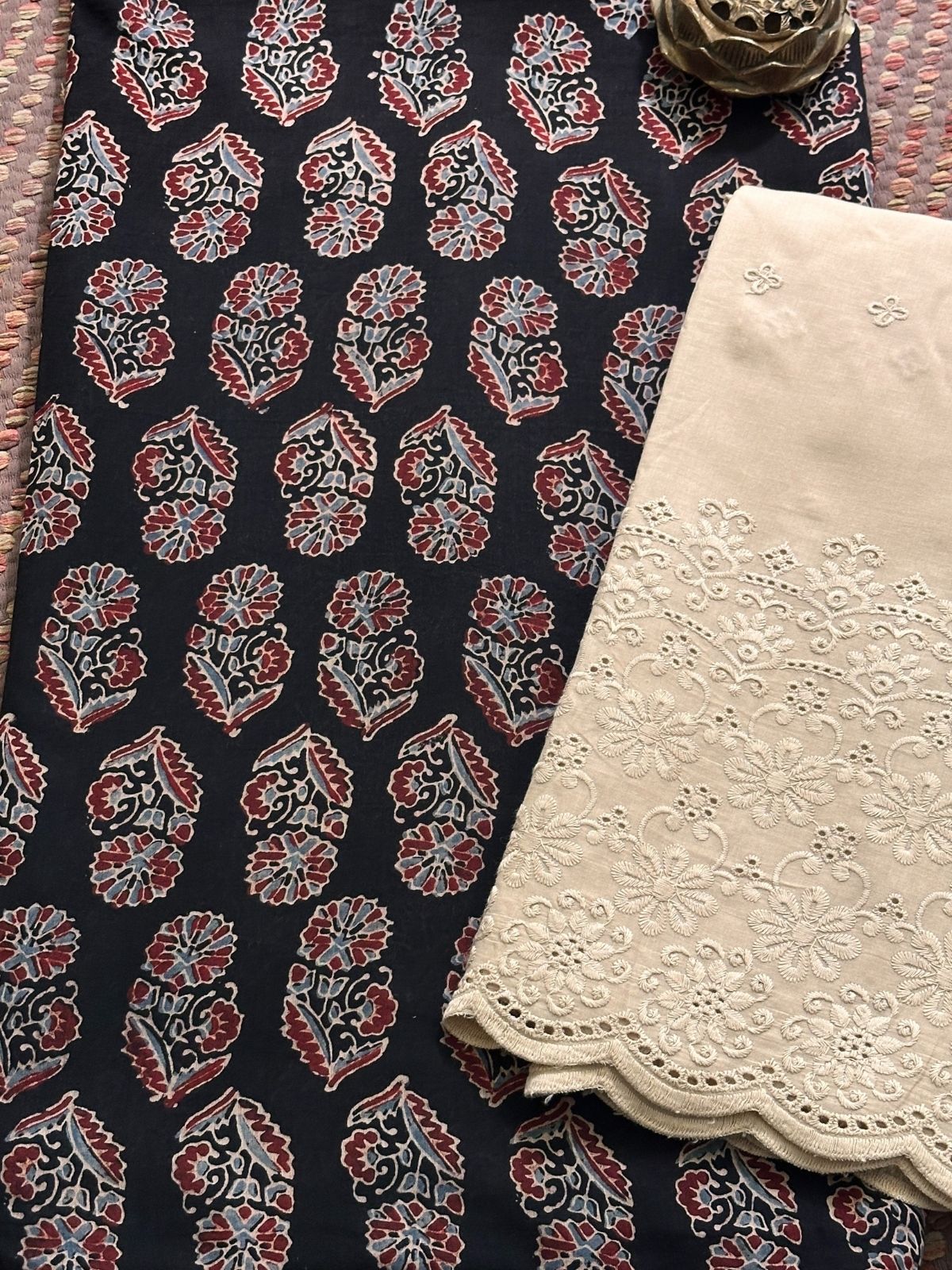 Ajrak Cotton Malmal Unstitched Set