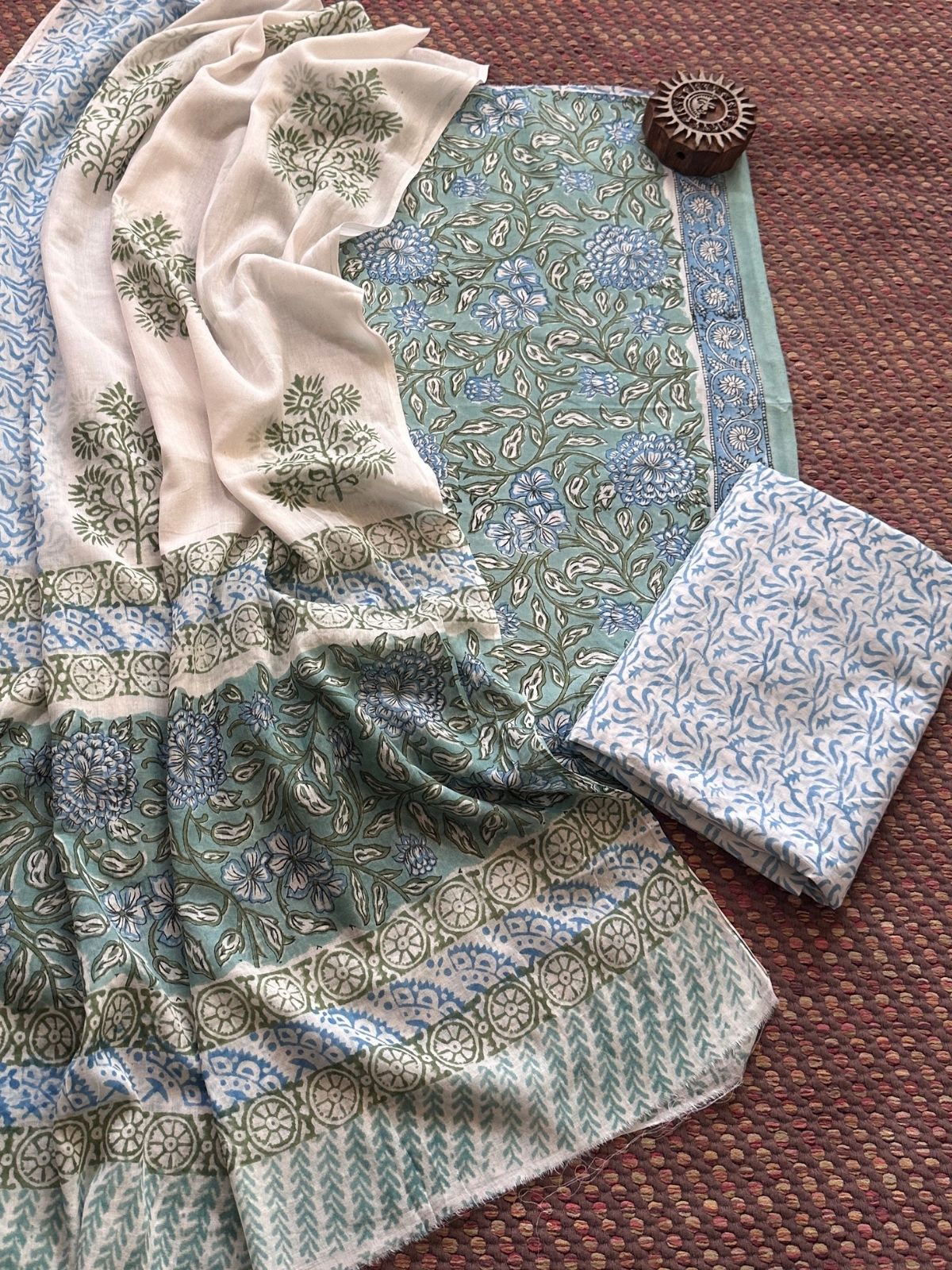 Pure Cotton Unstitched Set with Malmal Dupatta