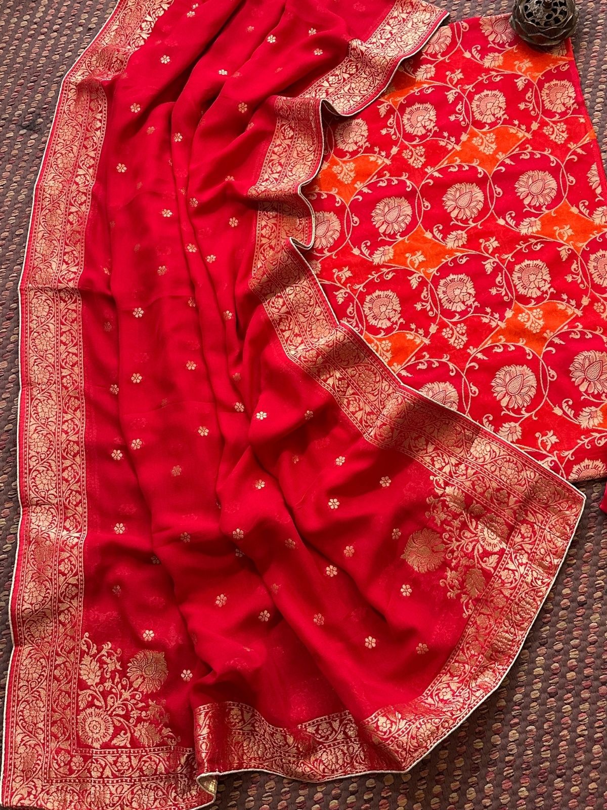 Premium Georgette Benarsi  Weave Unstitched Set