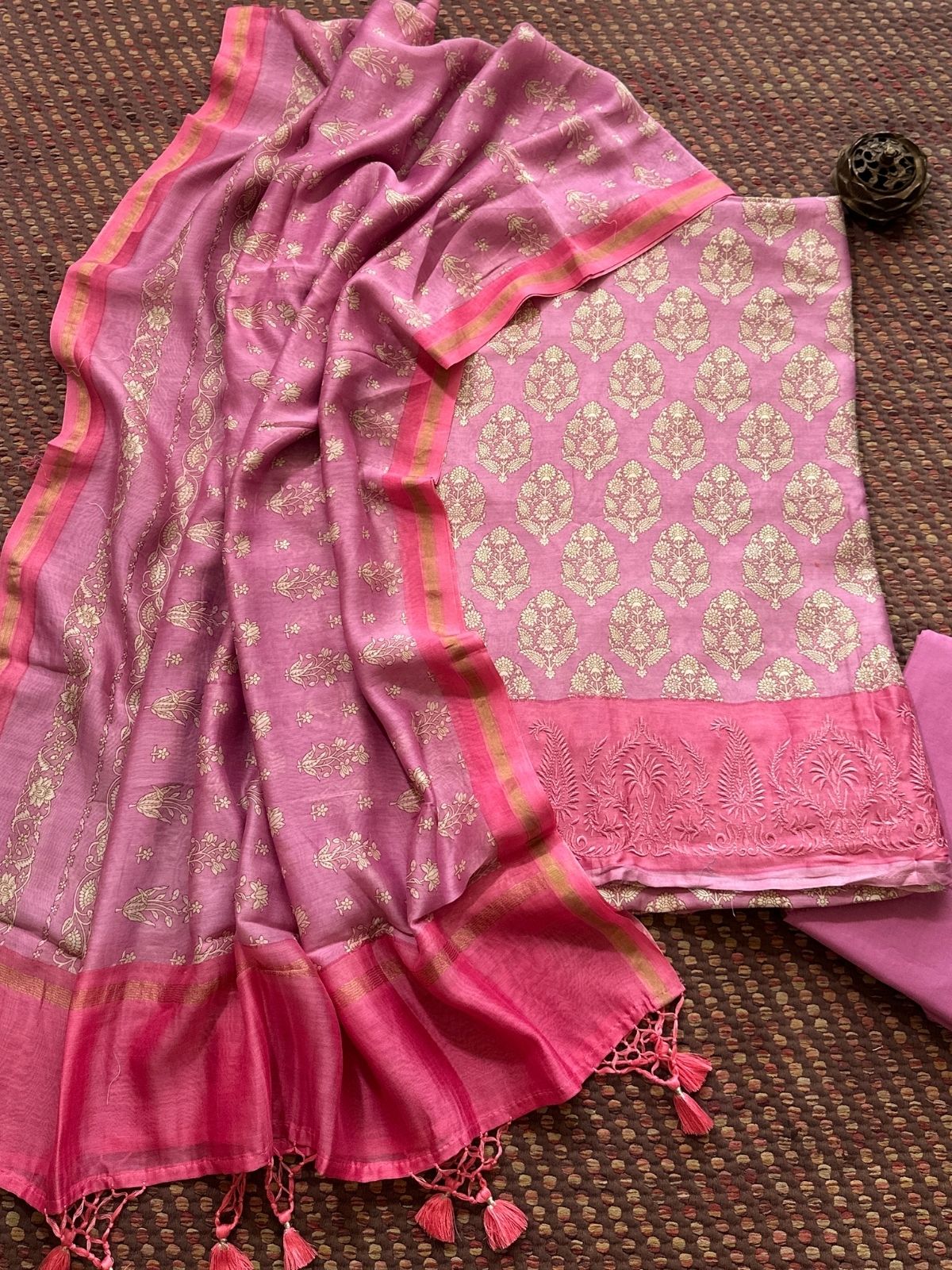 Premium Maheshwari Silk Unstitched Set