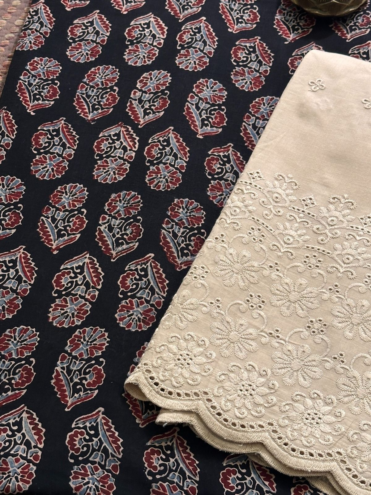 Ajrak Cotton Malmal Unstitched Set