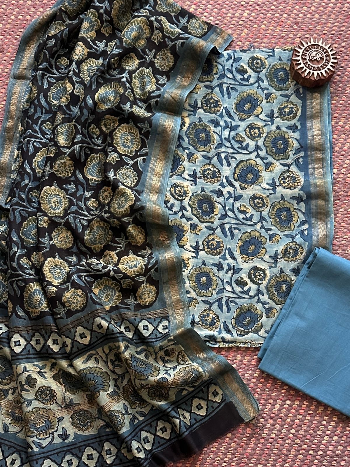 Vegetable Dyed Maheshwari Silk Unstitched Set