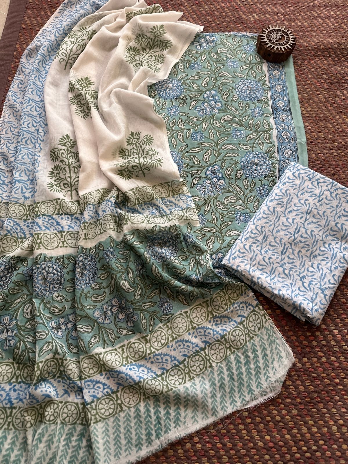 Pure Cotton Unstitched Set with Malmal Dupatta