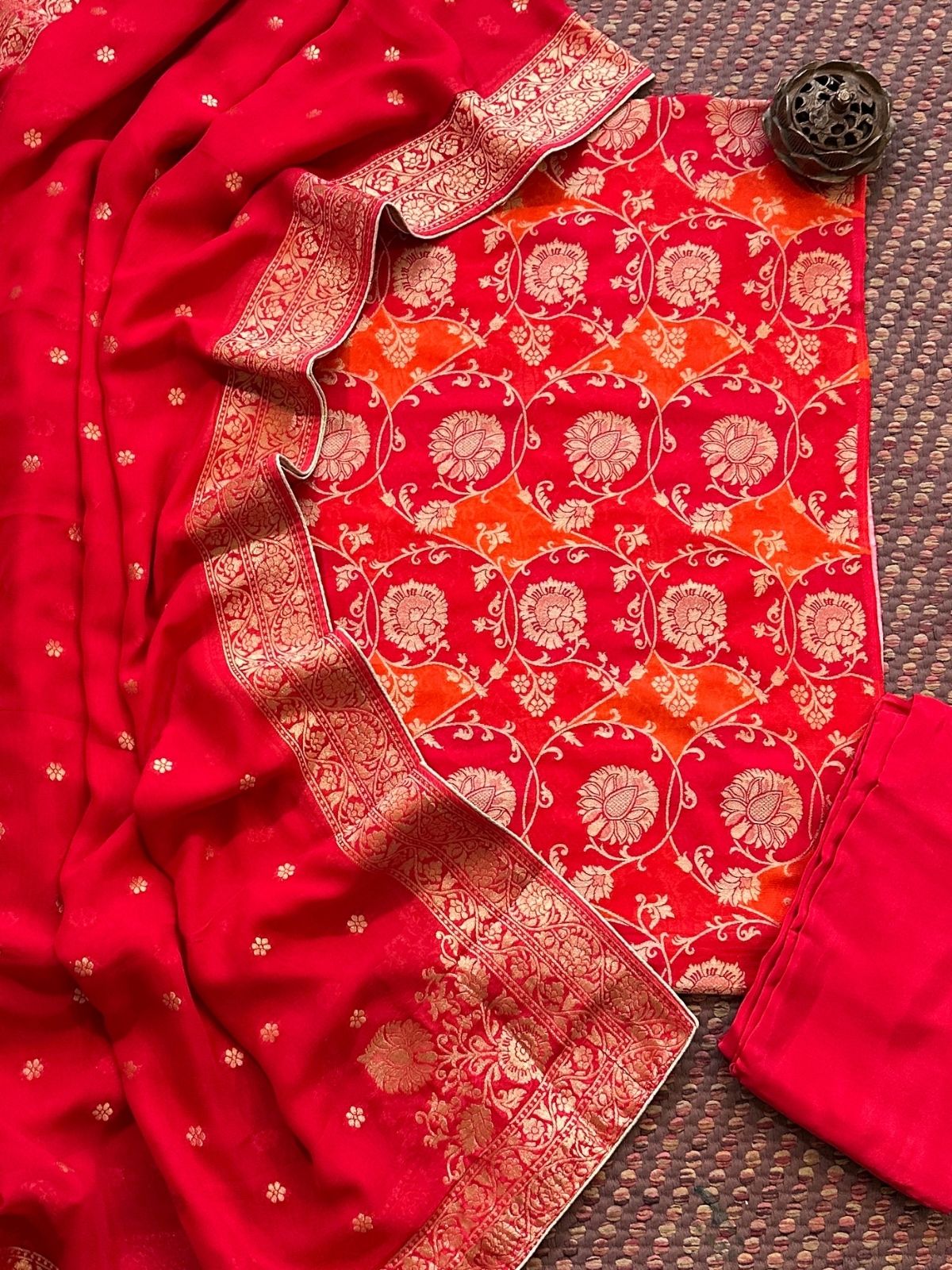 Premium Georgette Benarsi  Weave Unstitched Set