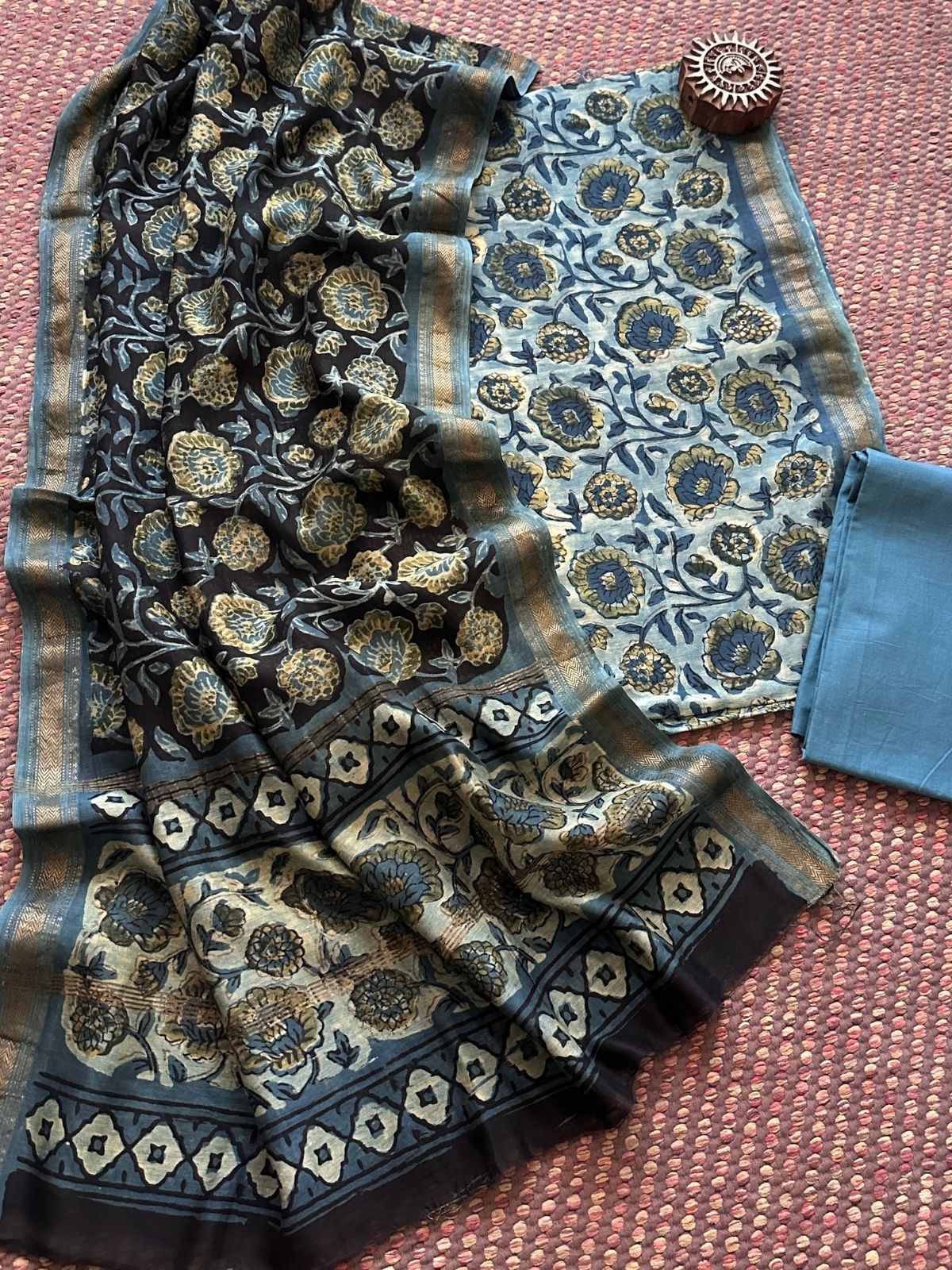 Vegetable Dyed Maheshwari Silk Unstitched Set