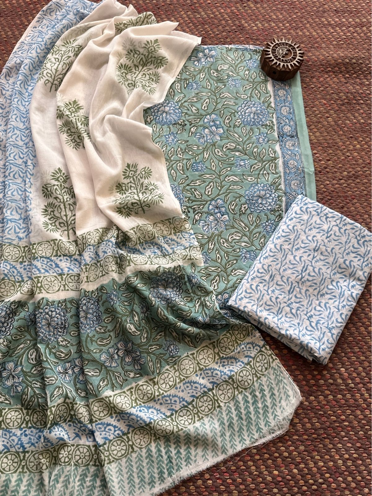 Pure Cotton Unstitched Set with Malmal Dupatta