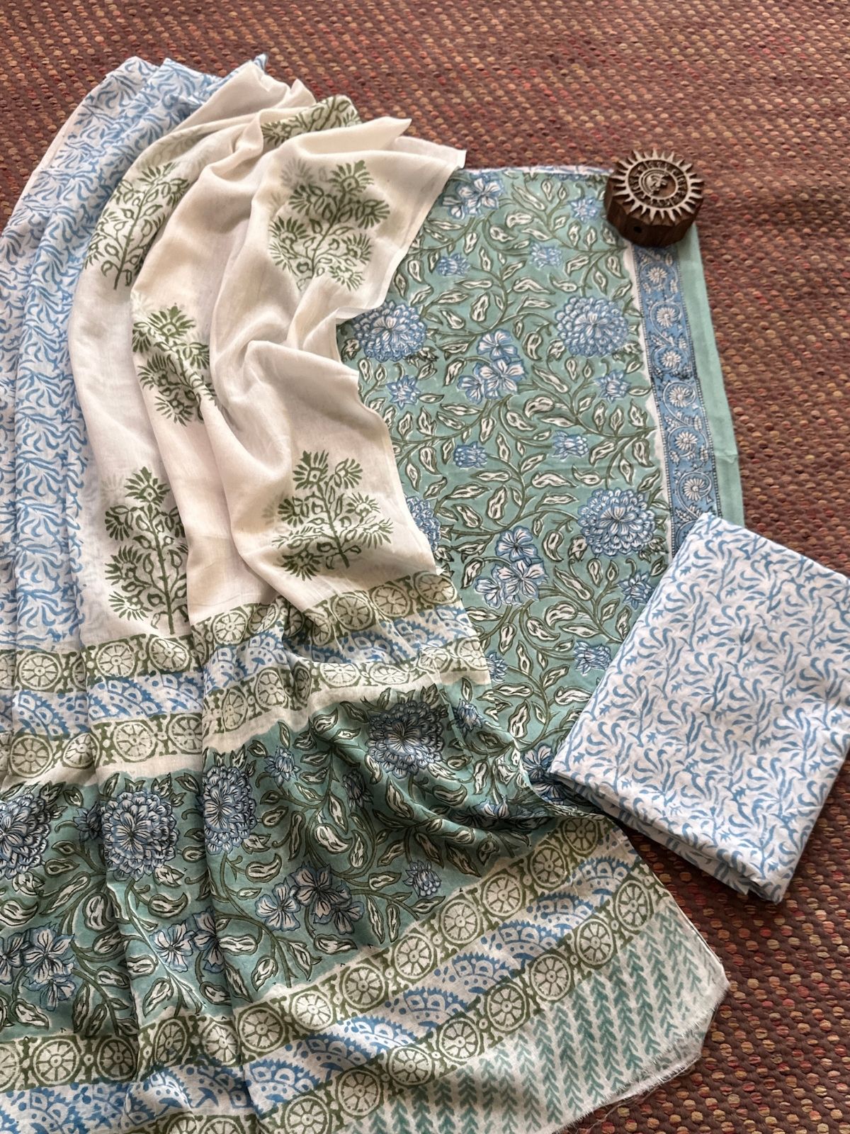 Pure Cotton Unstitched Set with Malmal Dupatta