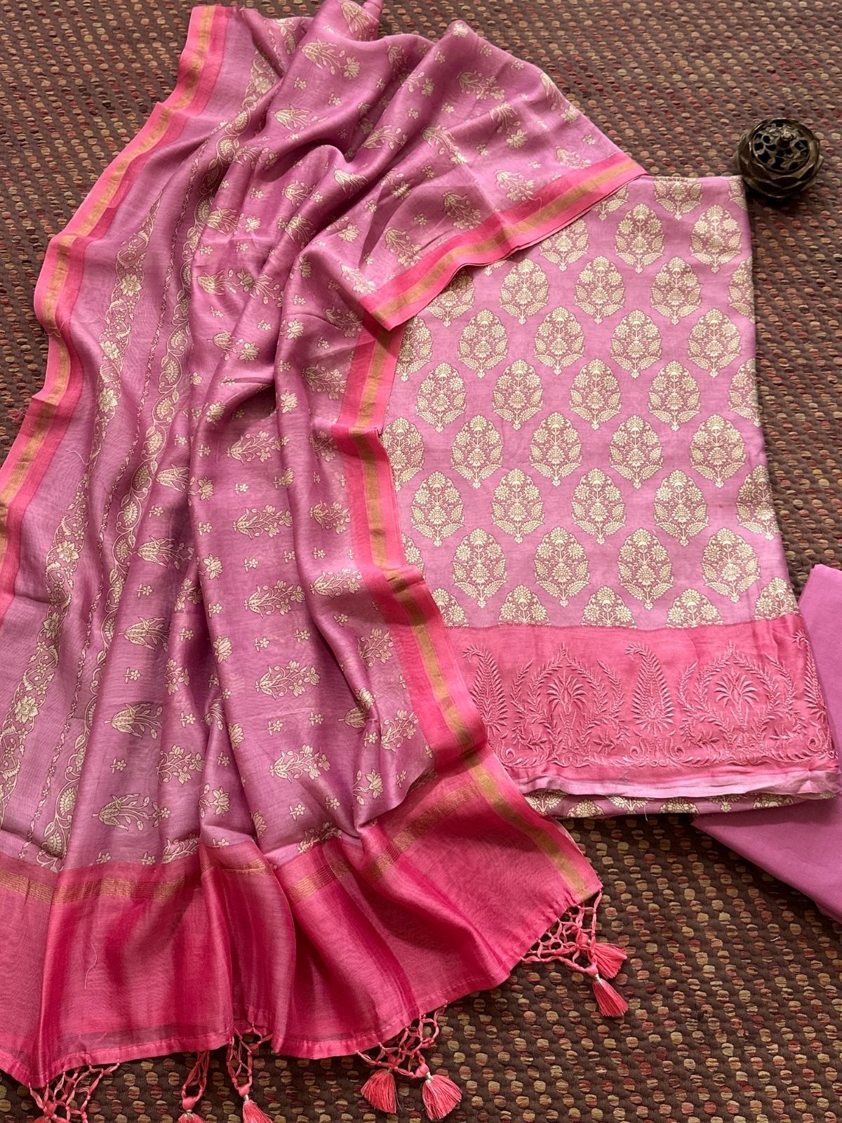 Premium Maheshwari Silk Unstitched Set