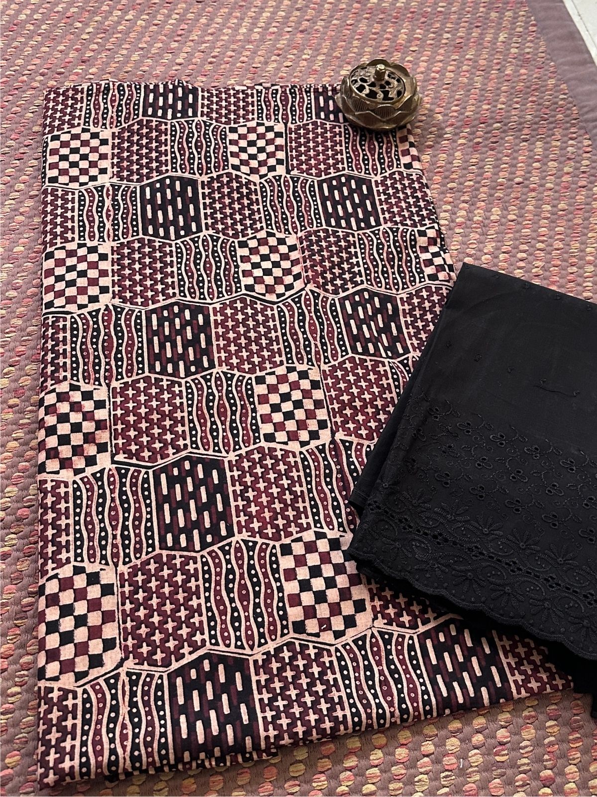 Ajrak Cotton Malmal Unstitched Set