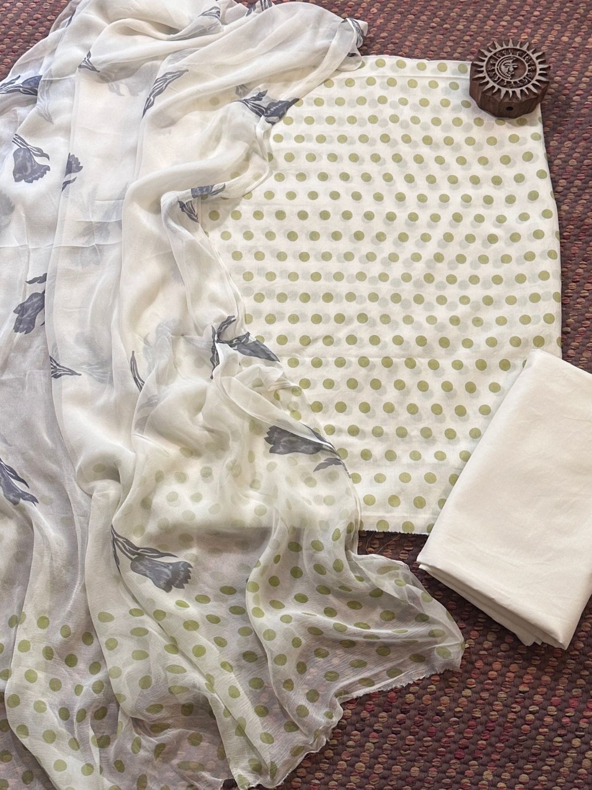 Pure Cotton Unstitched Set with Chiffon Dupatta