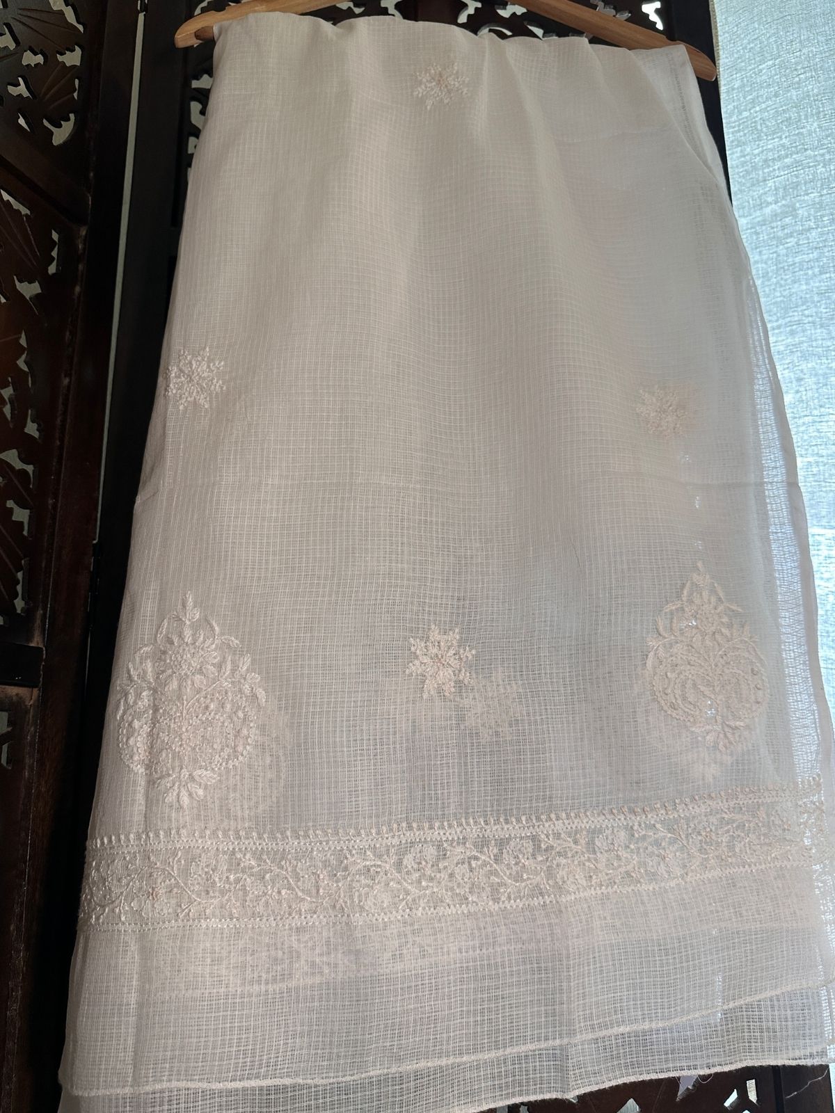 Kota Doria Hand Embroidered Chikankari Dupatta