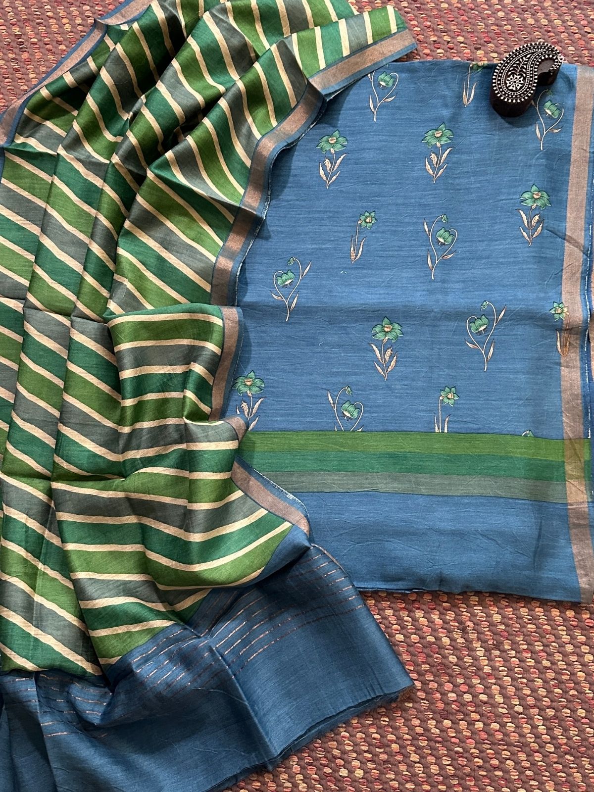 Premium Pure Tussar Silk Unstitched Set