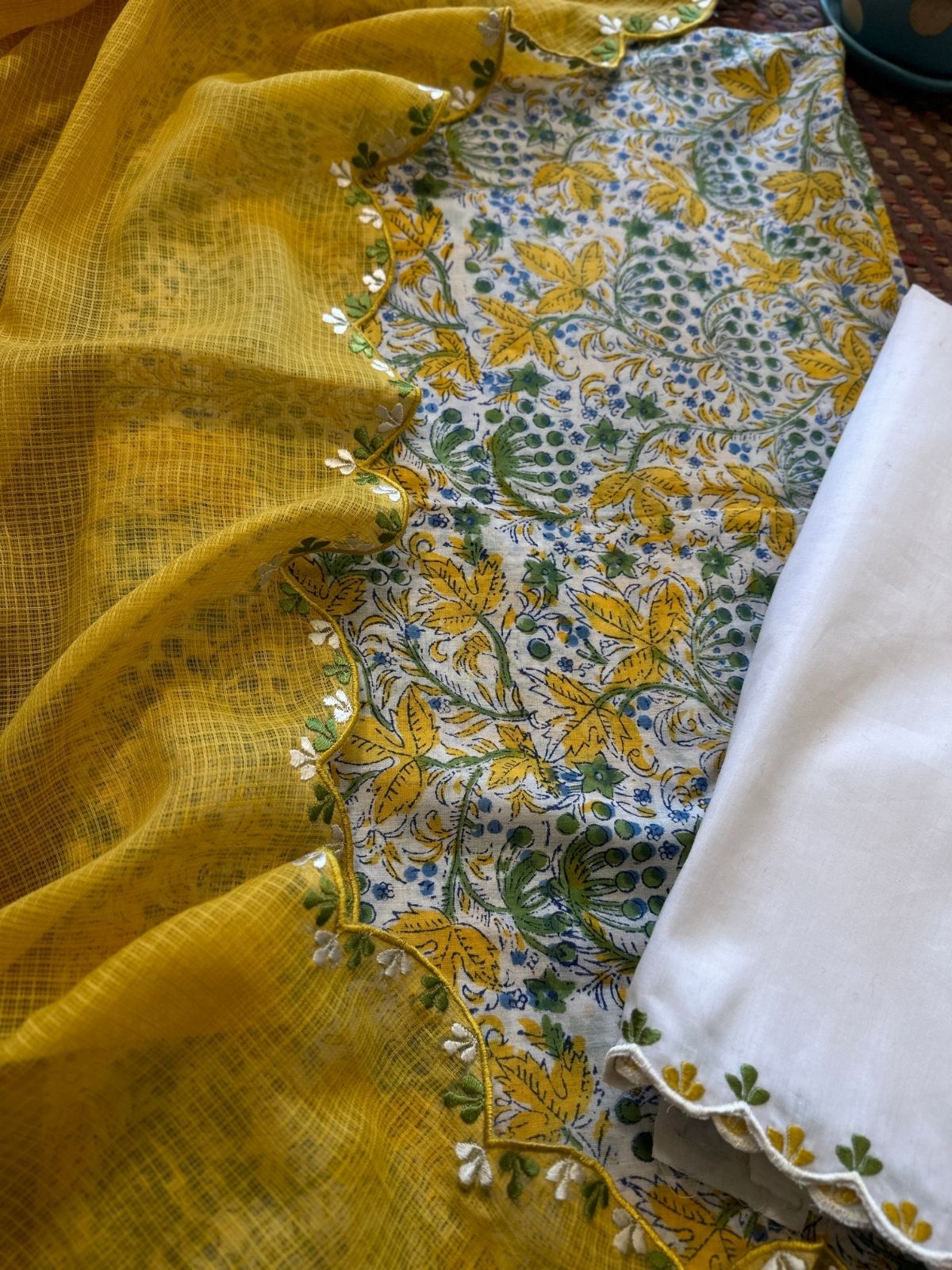 Pure Cotton Malmal with Embroidered Dupatta & Bottom