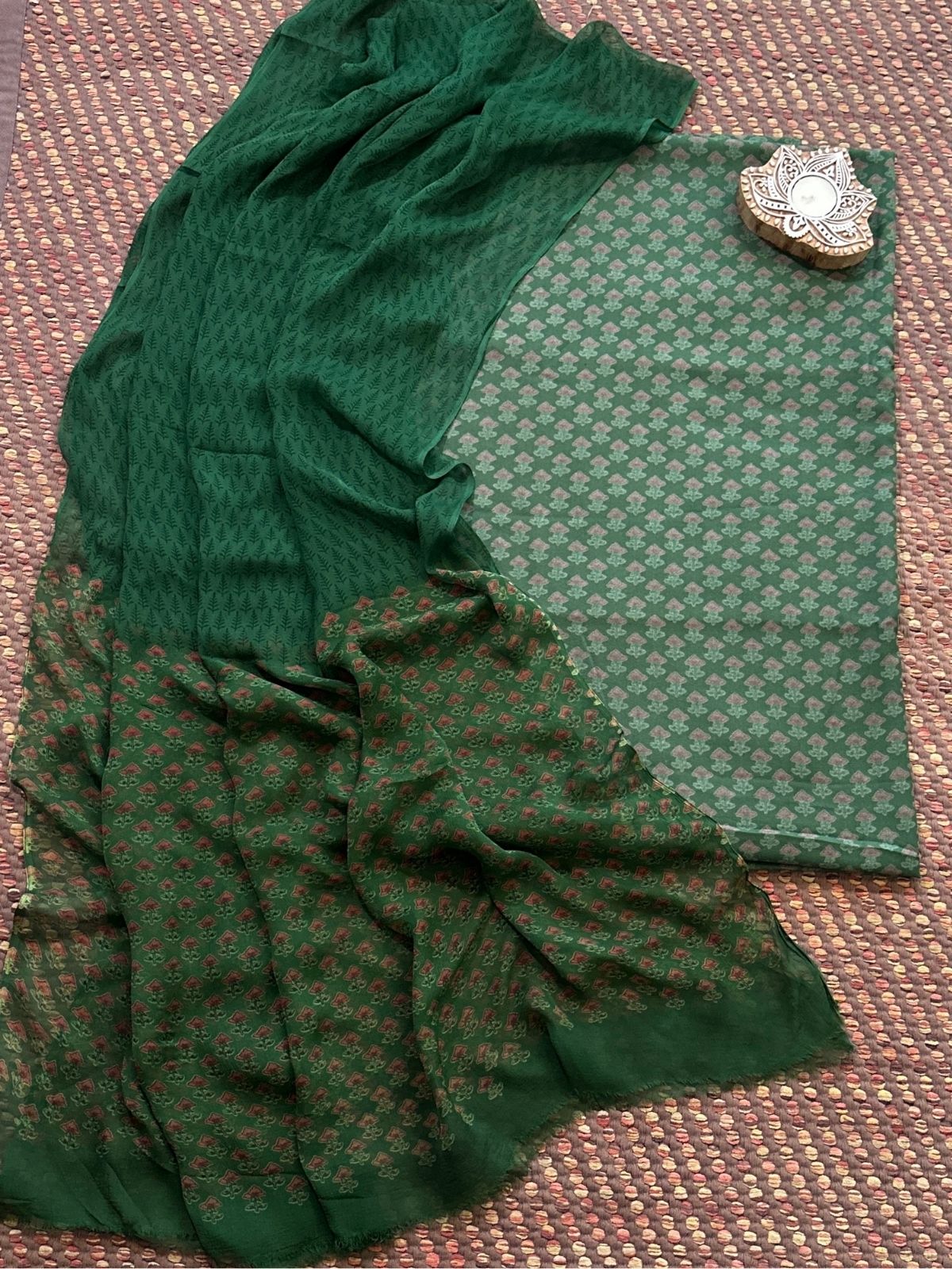 Spun Block Printed Unstitched Set