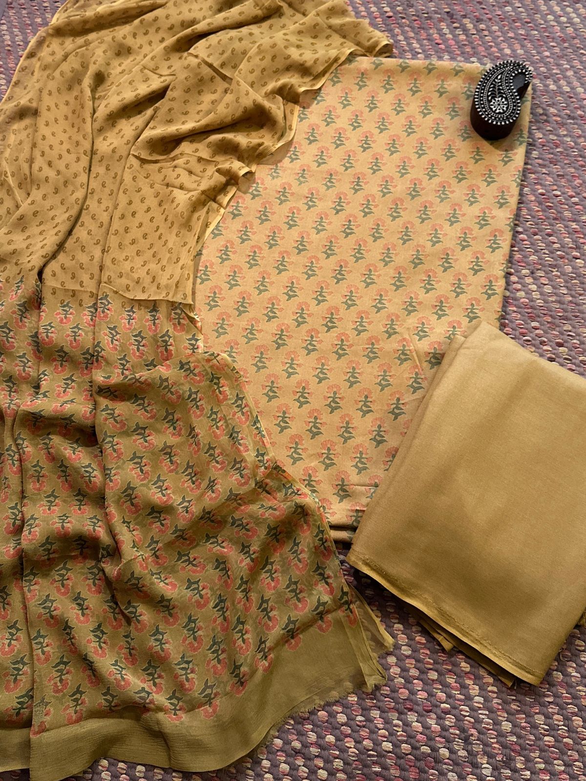 Spun Block Printed Unstitched Set