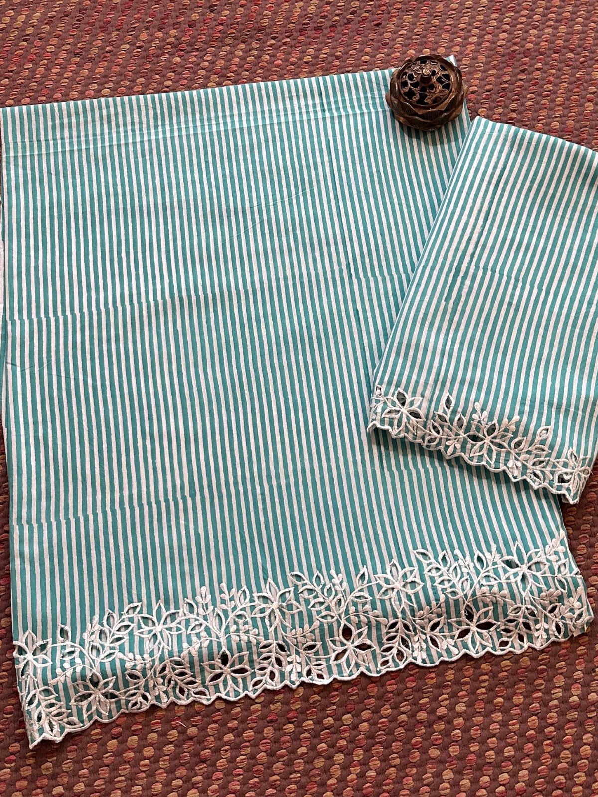 Cutwork Pure Cotton Hand-blocked Coord Set