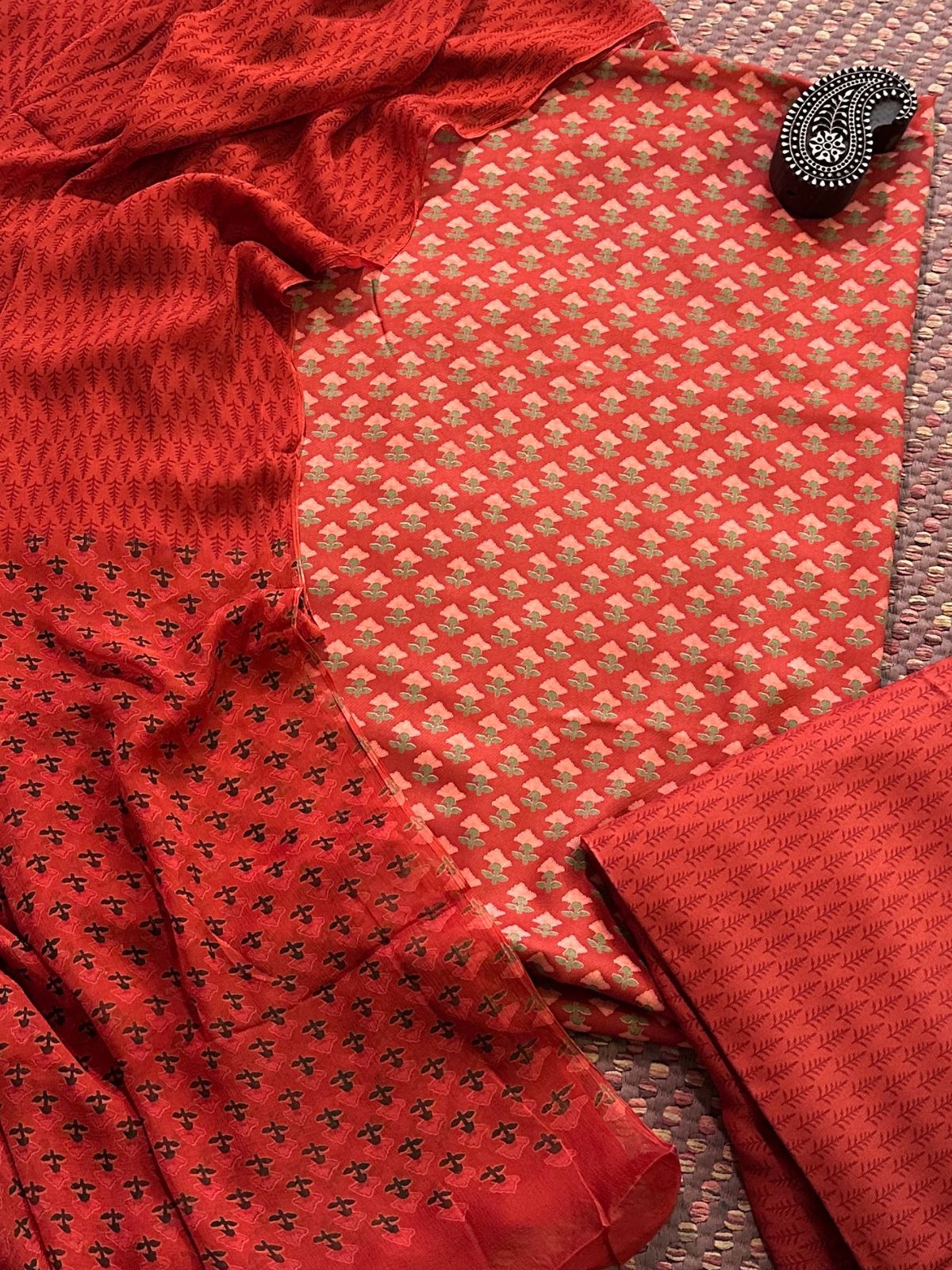 Spun Block Printed Unstitched Set