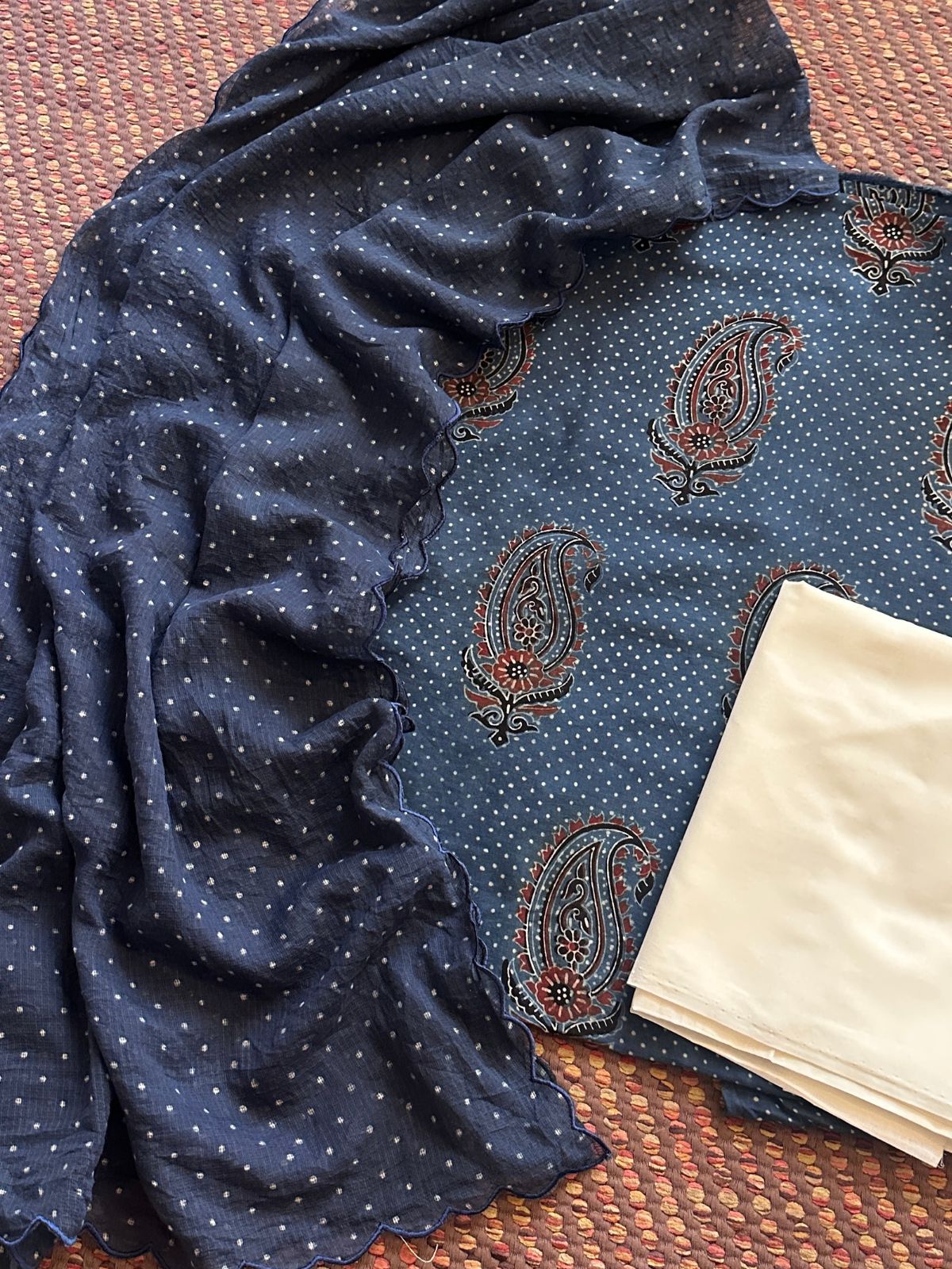 Ajrakh Cotton Malmal Unstitched Set