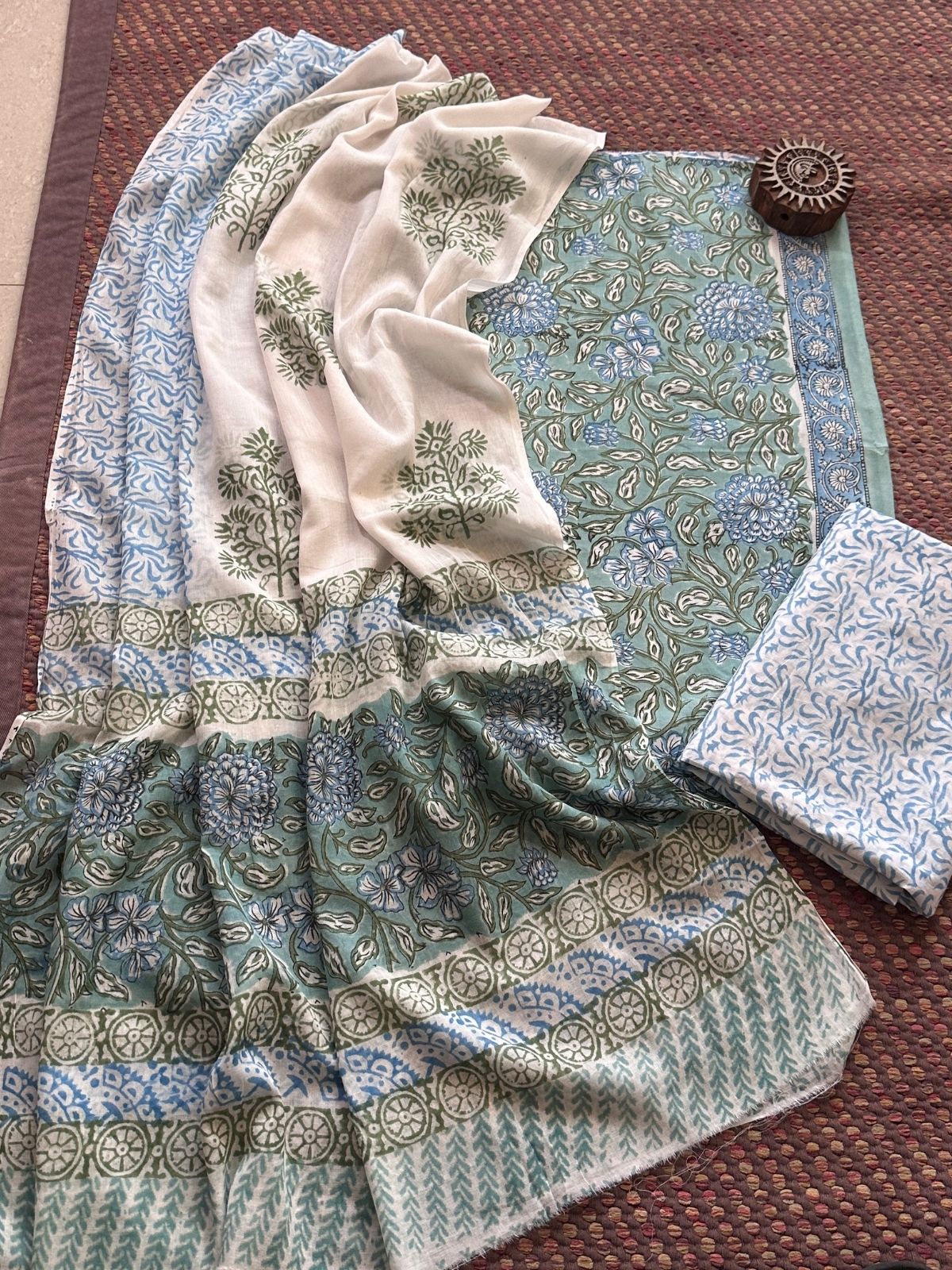 Pure Cotton Unstitched Set with Malmal Dupatta