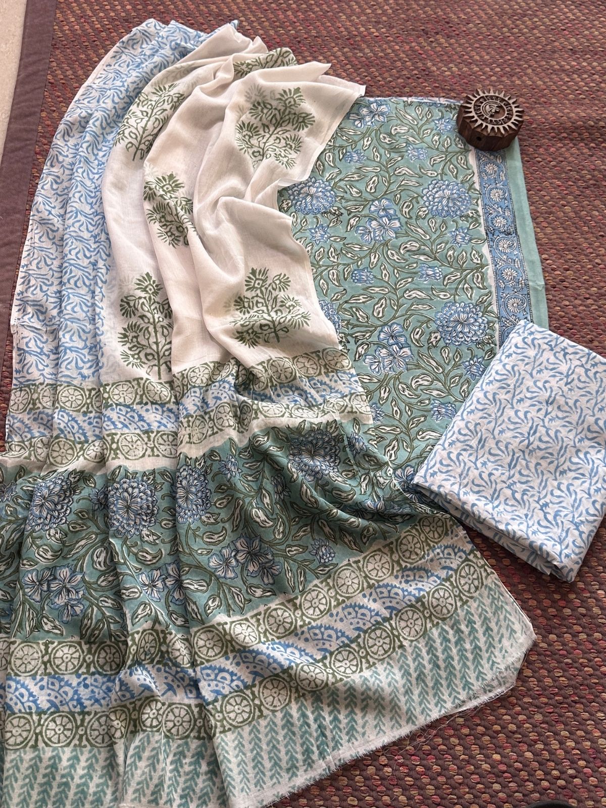 Pure Cotton Unstitched Set with Malmal Dupatta