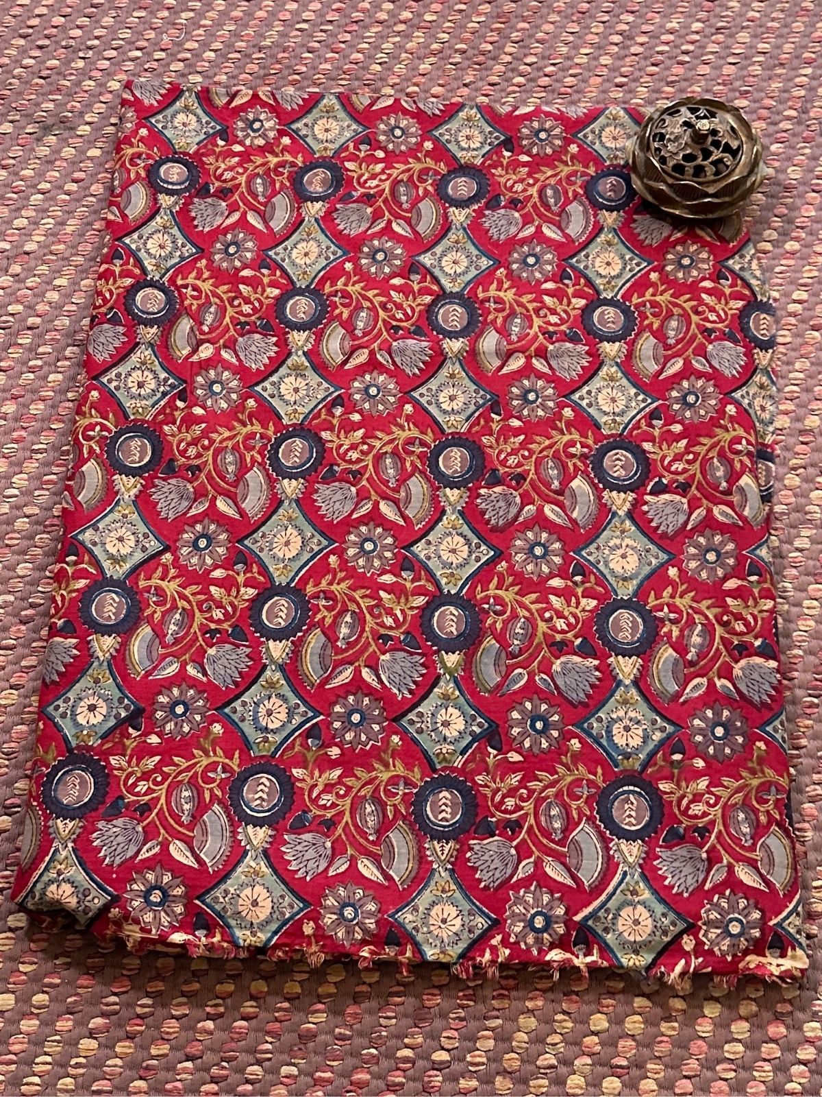 Pure Soft Cotton Mulmul Hand-blocked Fabric