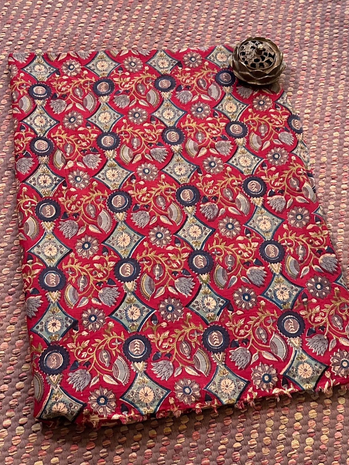 Pure Soft Cotton Mulmul Hand-blocked Fabric