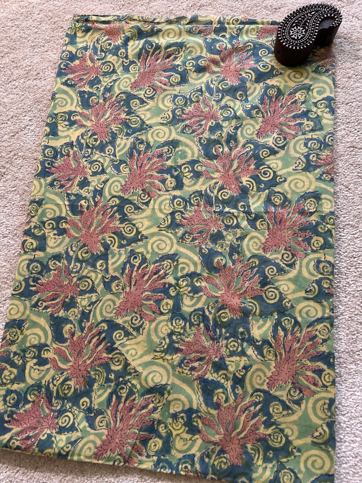 Pure Cotton Malmal Handblocked Fabric