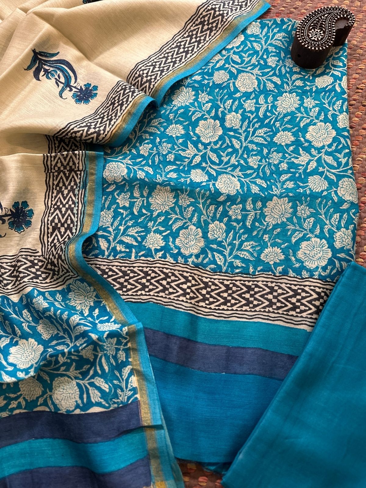 Premium Pure Tussar Silk Unstitched Set