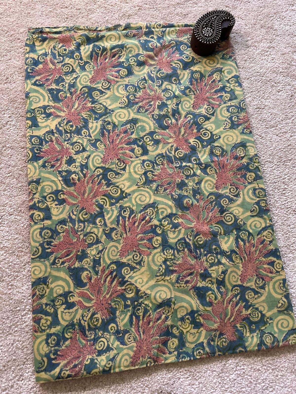Pure Cotton Malmal Handblocked Fabric