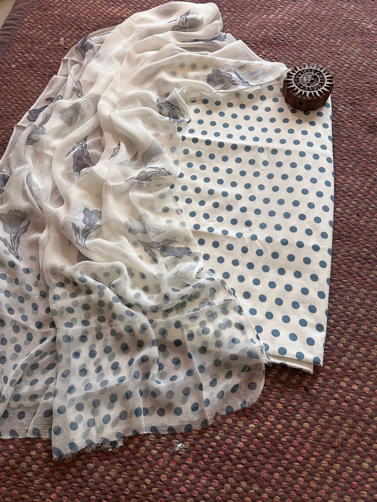 Pure Cotton Unstitched Set with Chiffon Dupatta
