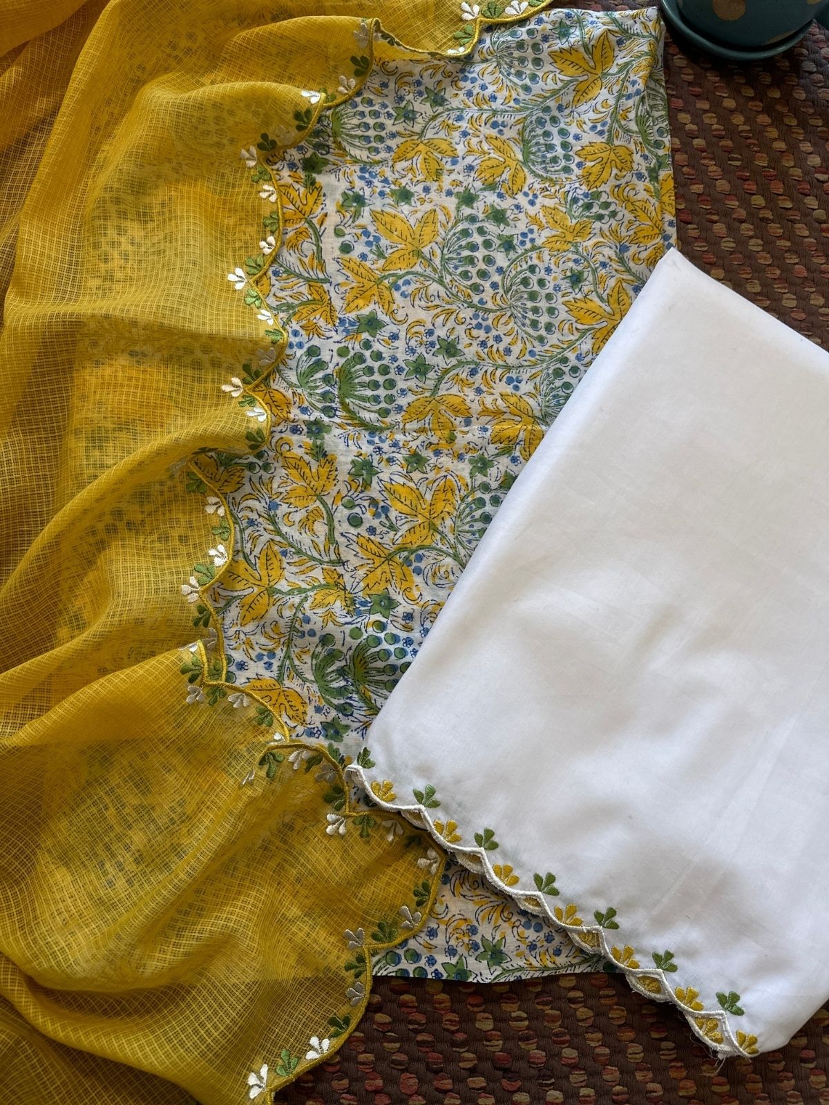 Pure Cotton Malmal with Embroidered Dupatta & Bottom