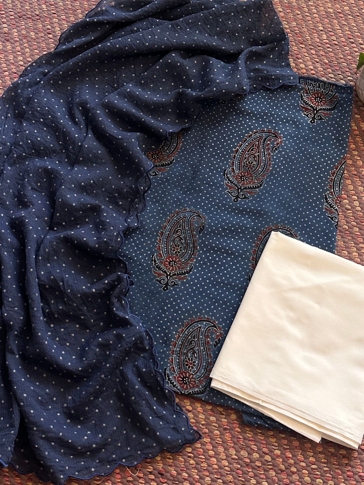 Ajrakh Cotton Malmal Unstitched Set