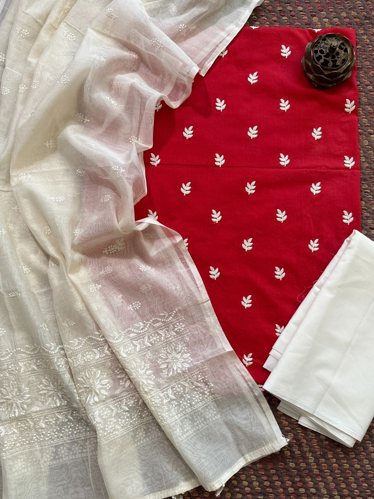Premium Cotton malmal embroidered Unstitched Set