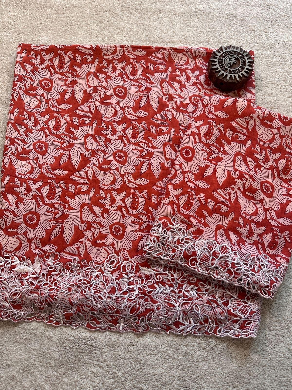 Sunset Bloom- Coord Set with Cutwork Embroidery