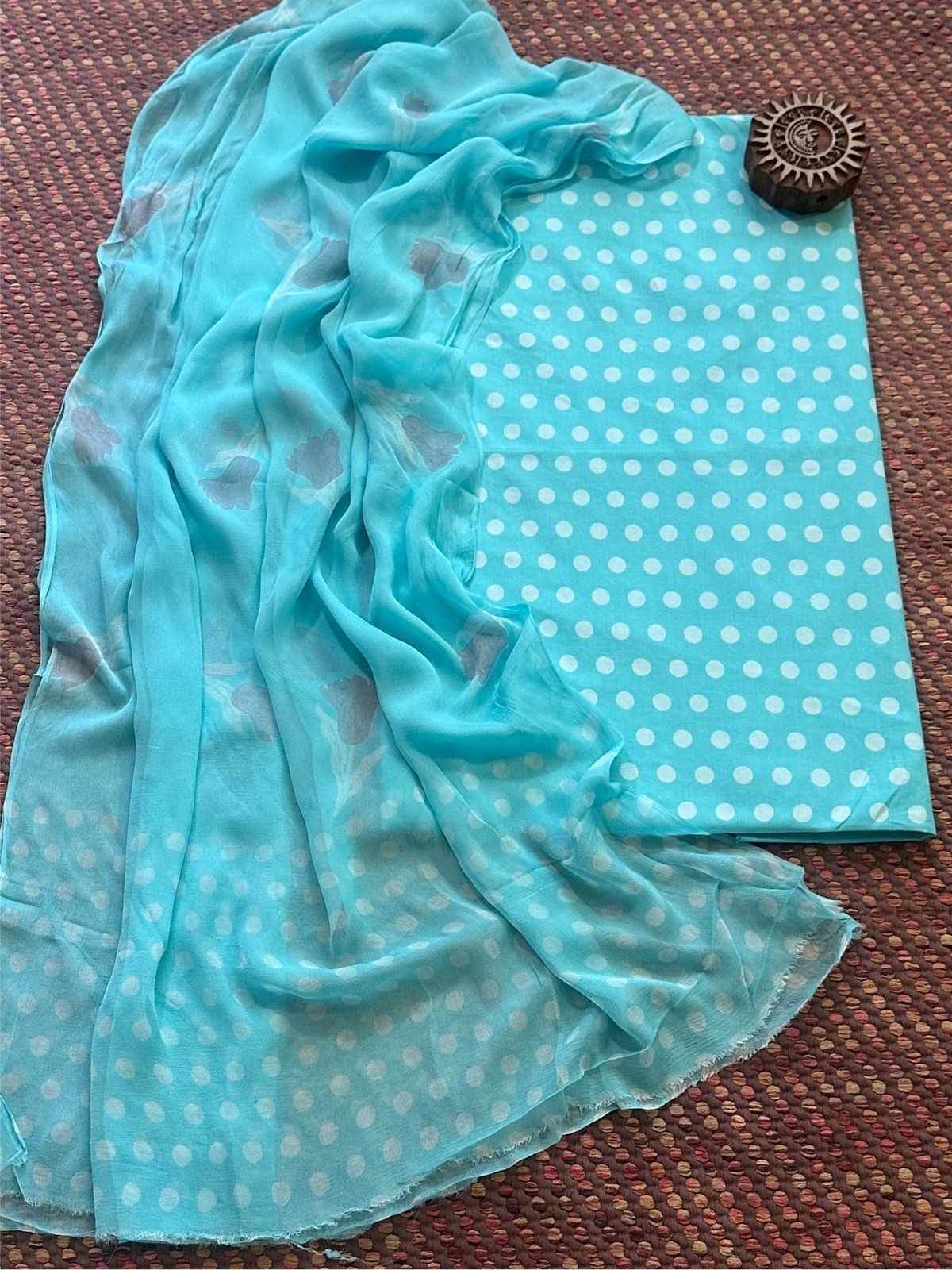 Pure Cotton Unstitched Set with Chiffon Dupatta