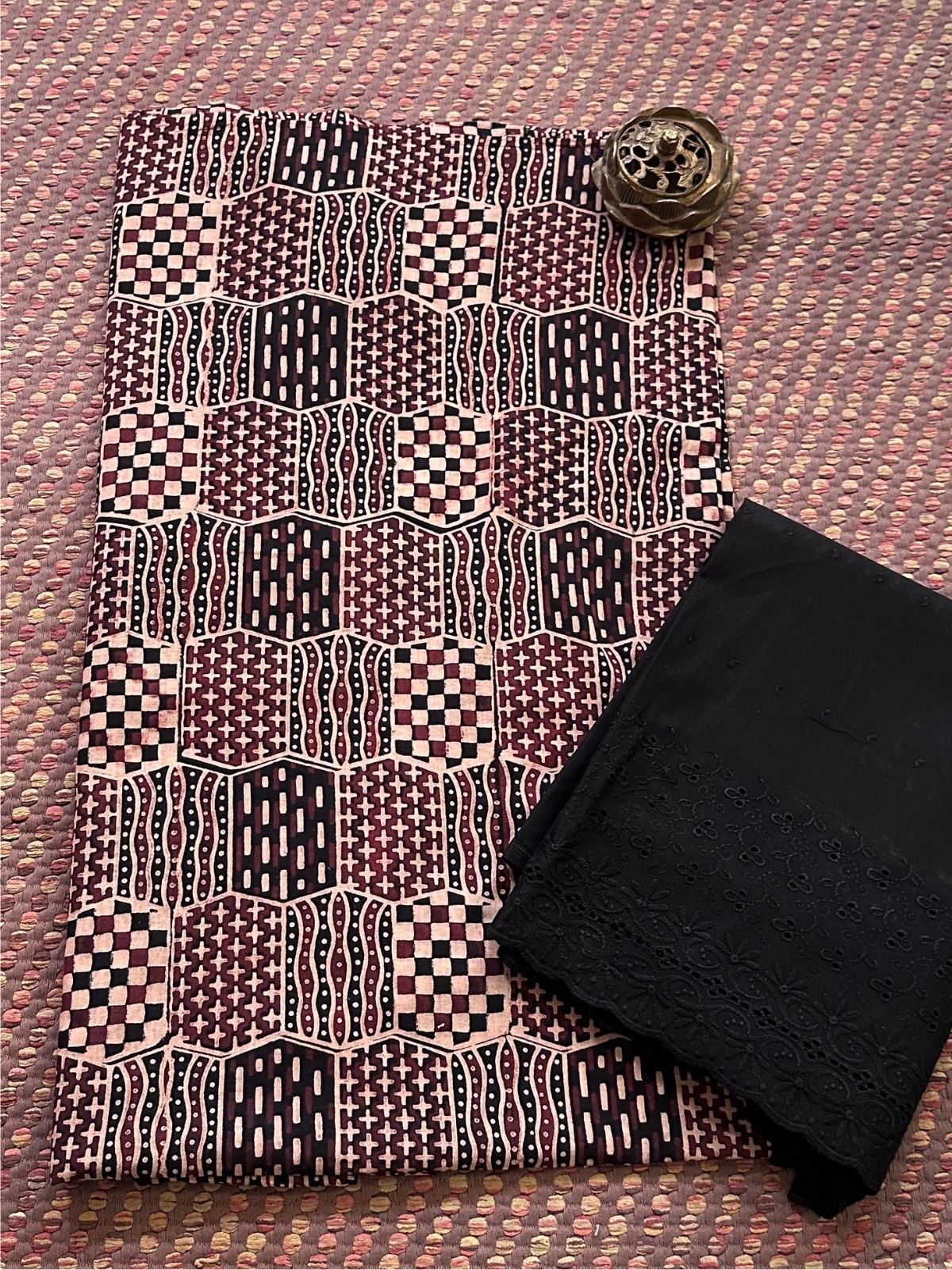 Ajrak Cotton Malmal Unstitched Set