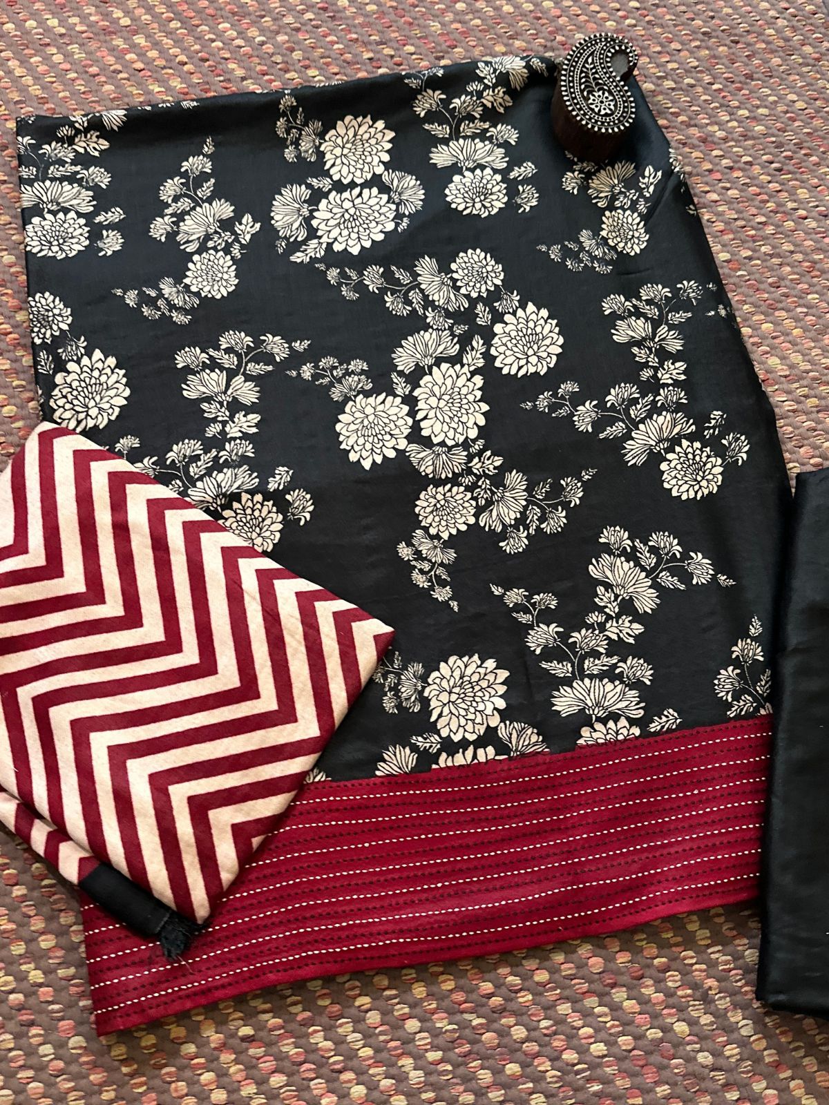 Spun Block Printed Unstitched Set