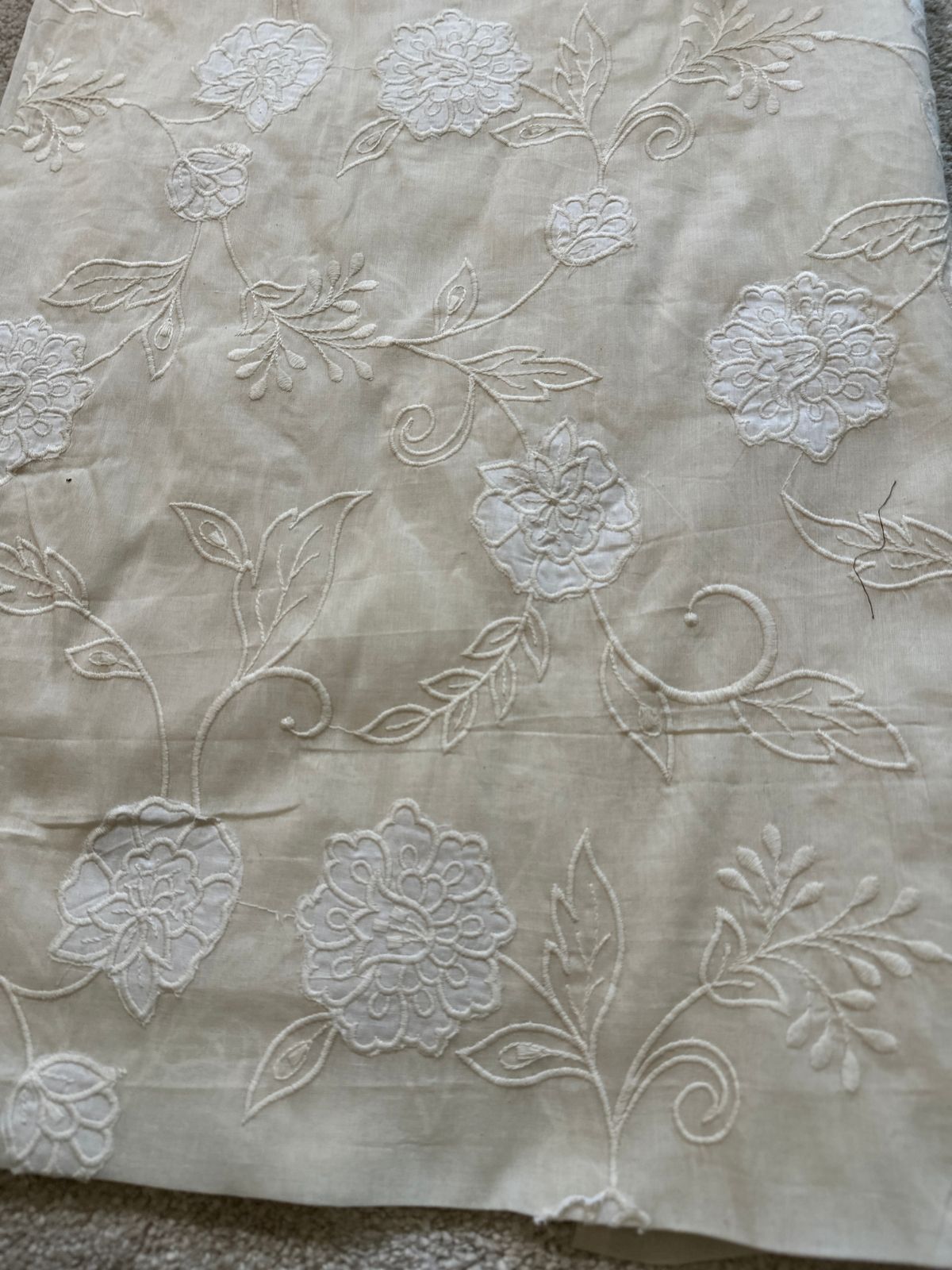 Off White- Premium Cooton Fabric with Applique Embroidery