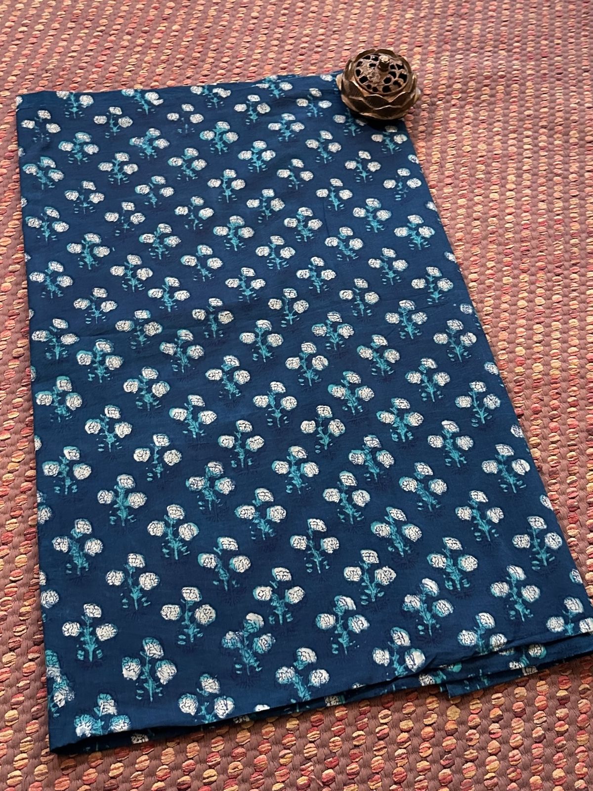Pure Cotton Indigo Handblocked Fabric