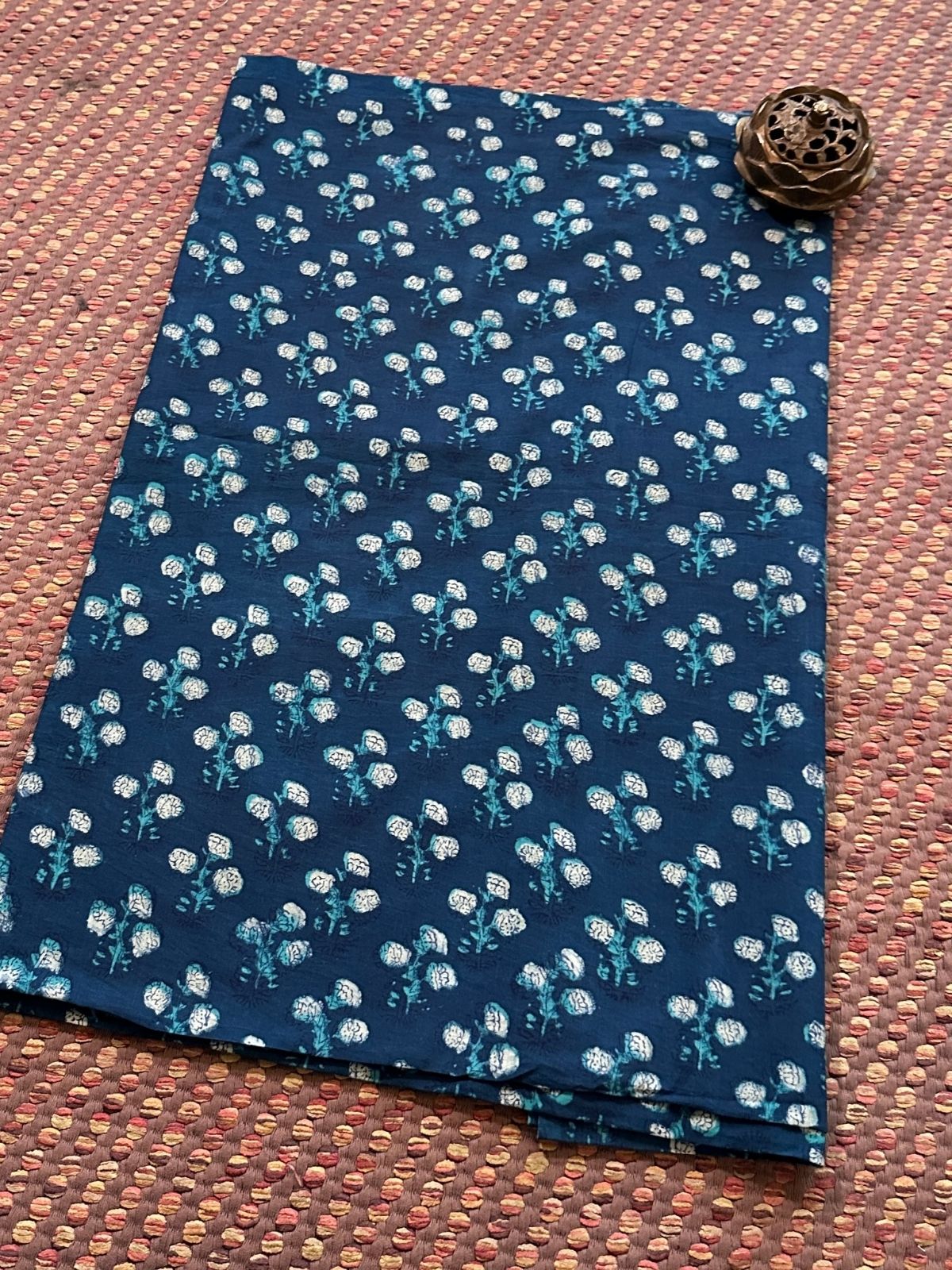 Pure Cotton Indigo Handblocked Fabric