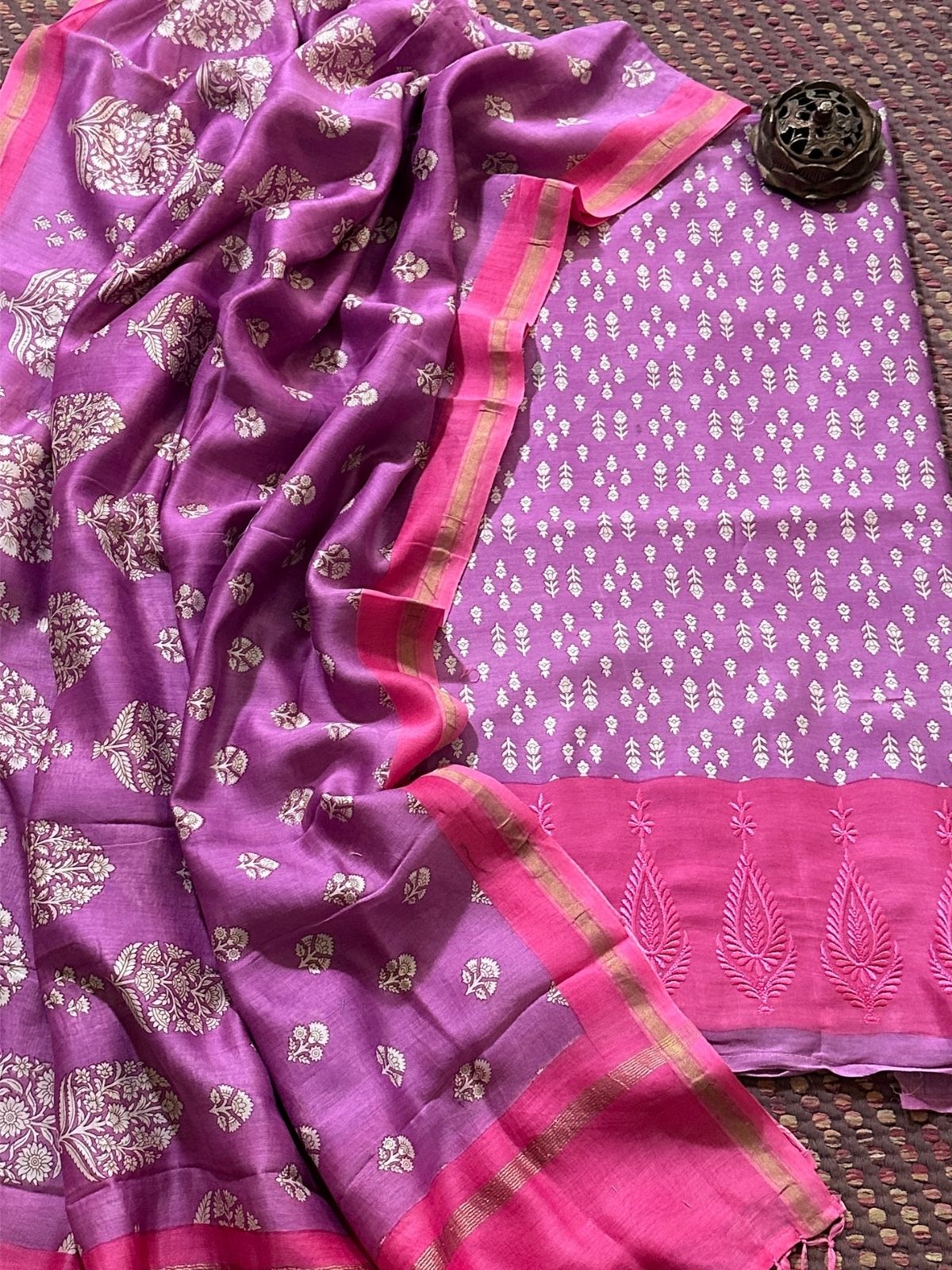 Premium Maheshwari Silk Unstitched Set